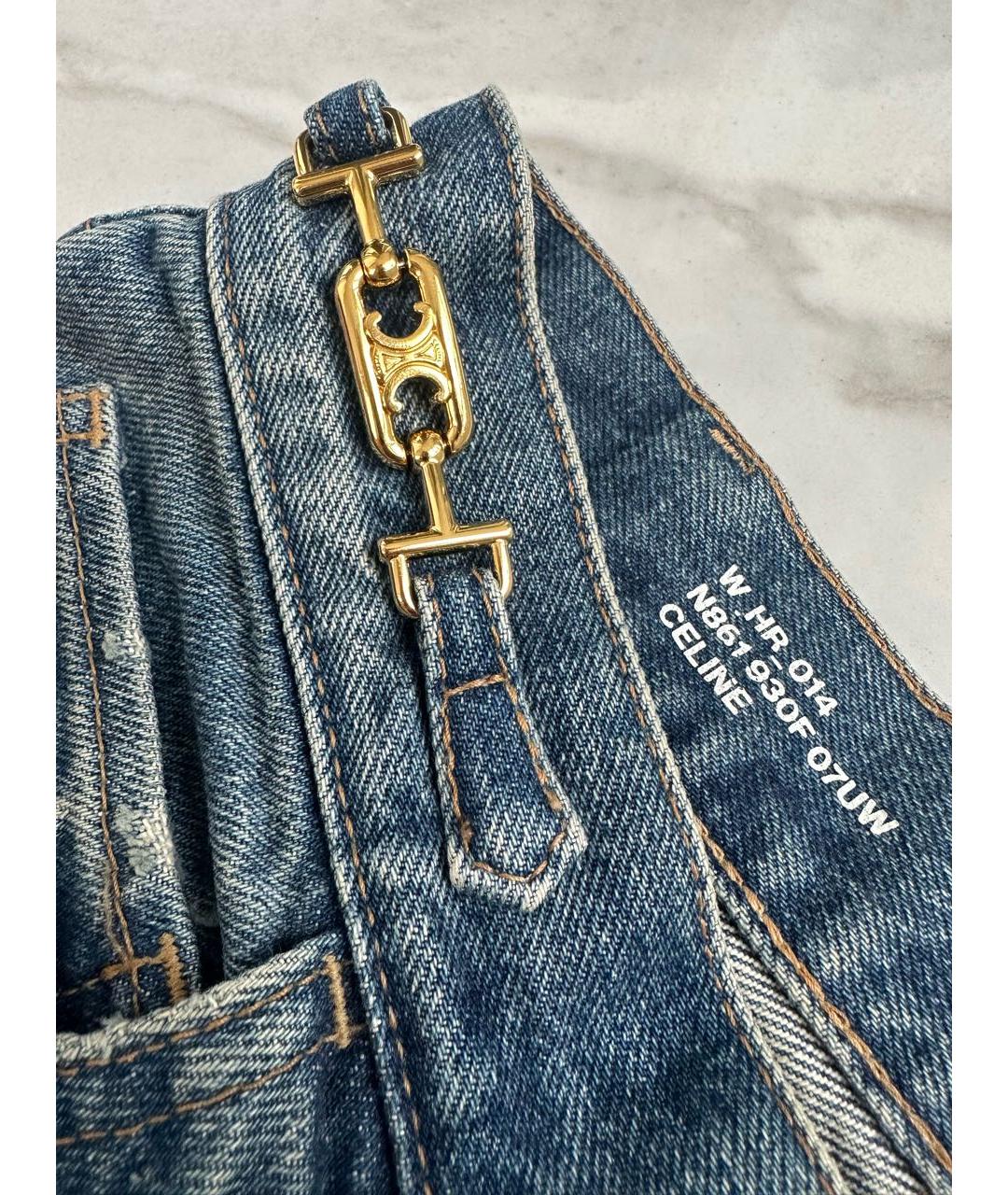 CELINE Темно-синие хлопковые прямые джинсы, фото 2