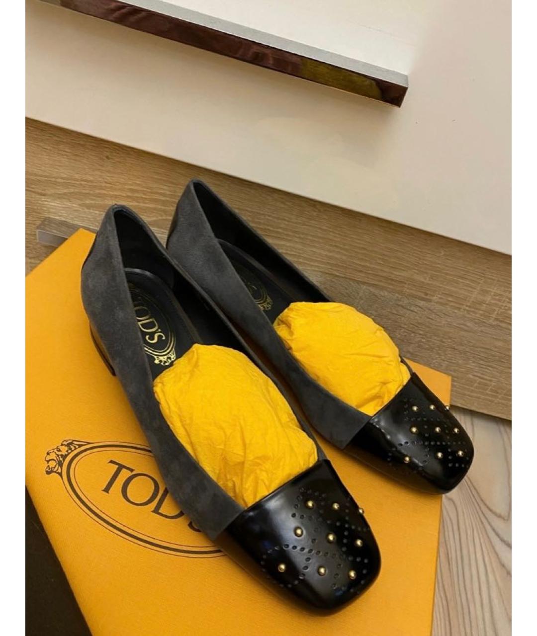 TOD'S Антрацитовые замшевые туфли, фото 7