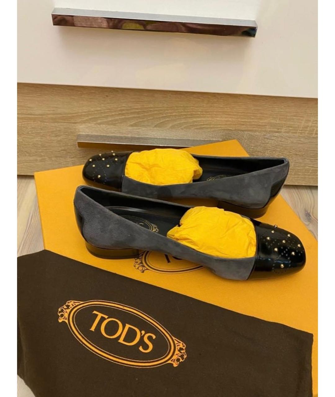 TOD'S Антрацитовые замшевые туфли, фото 3