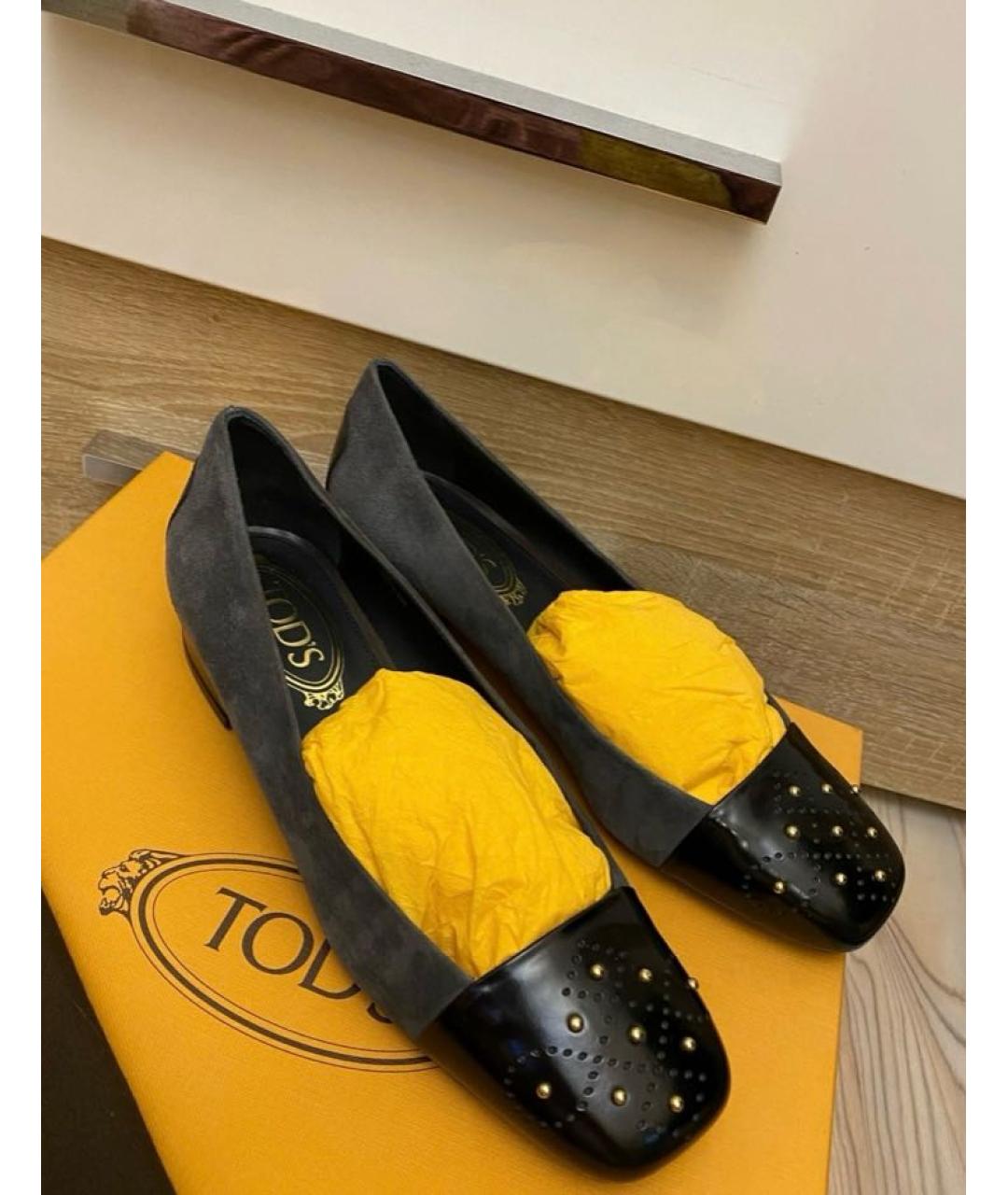 TOD'S Антрацитовые замшевые туфли, фото 4
