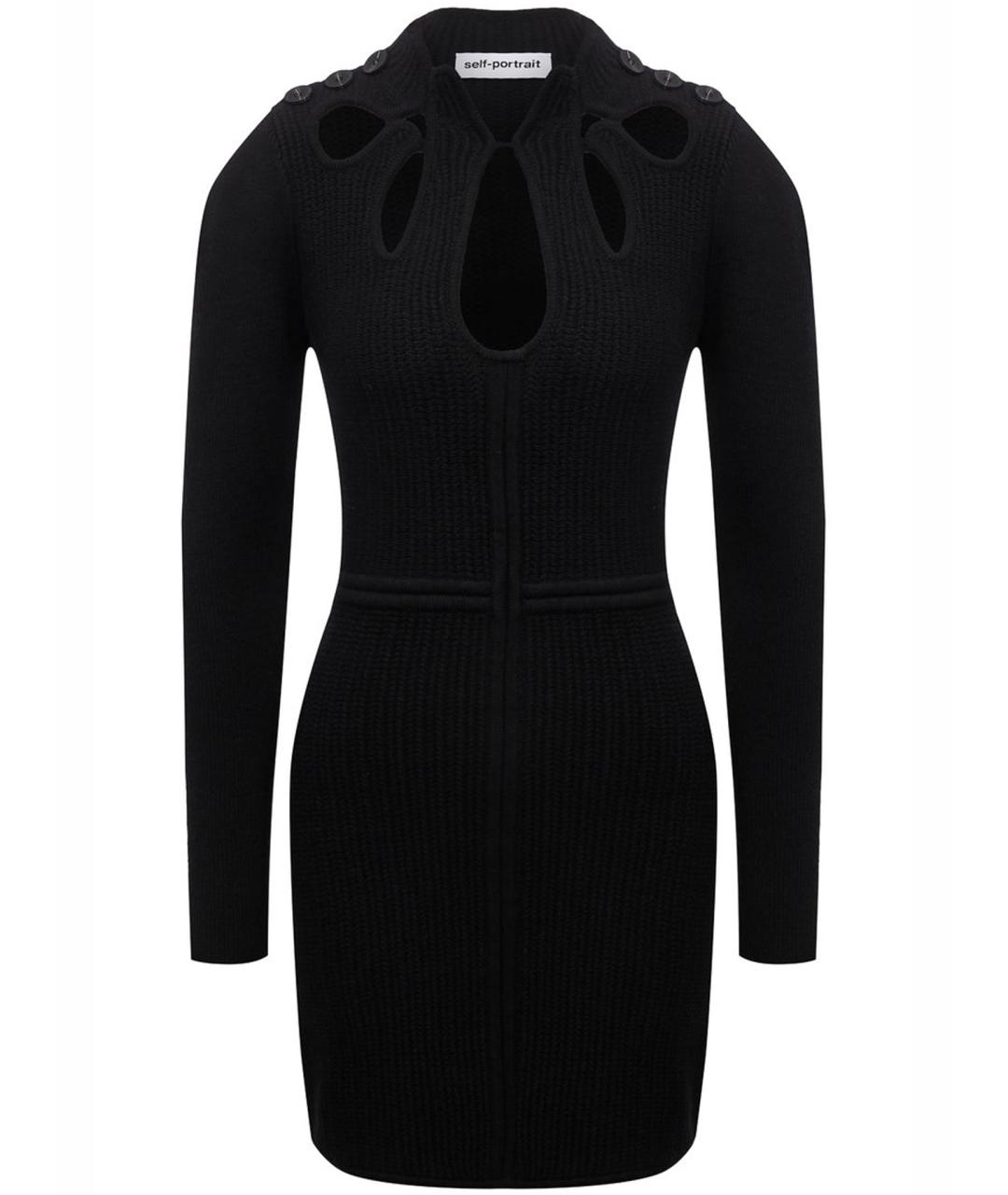 SELF-PORTRAIT Черное шерстяное повседневное платье, фото 1