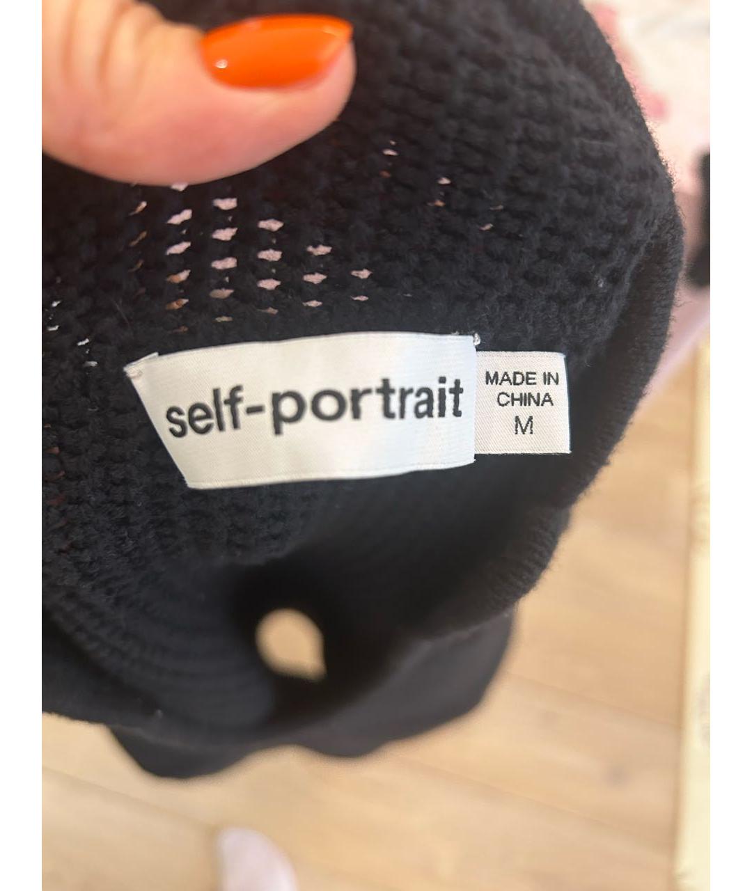 SELF-PORTRAIT Черное шерстяное повседневное платье, фото 3