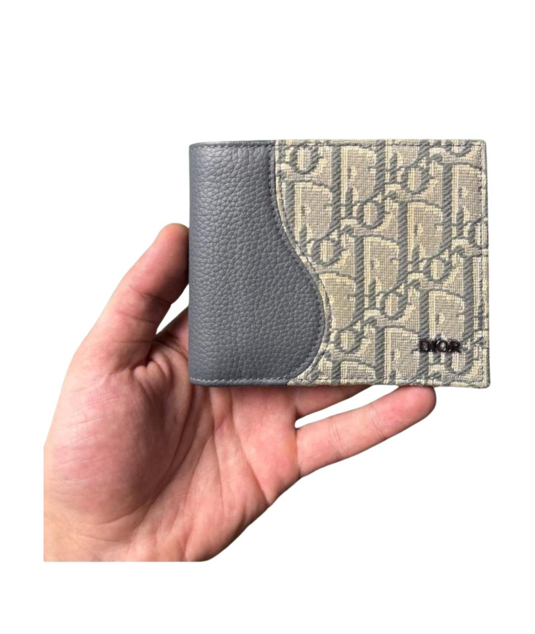 CHRISTIAN DIOR Серый кожаный кошелек, фото 5