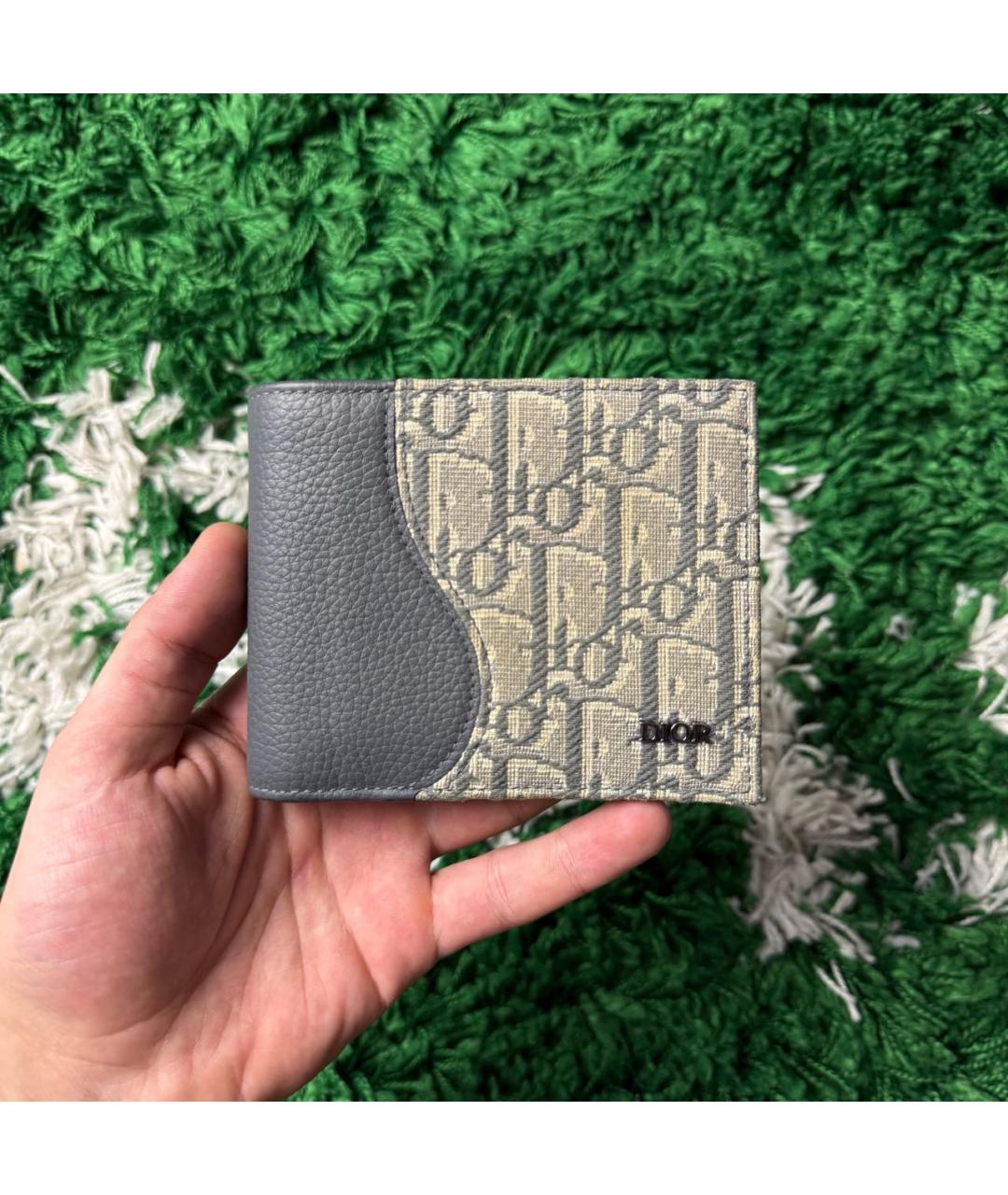CHRISTIAN DIOR Серый кожаный кошелек, фото 4