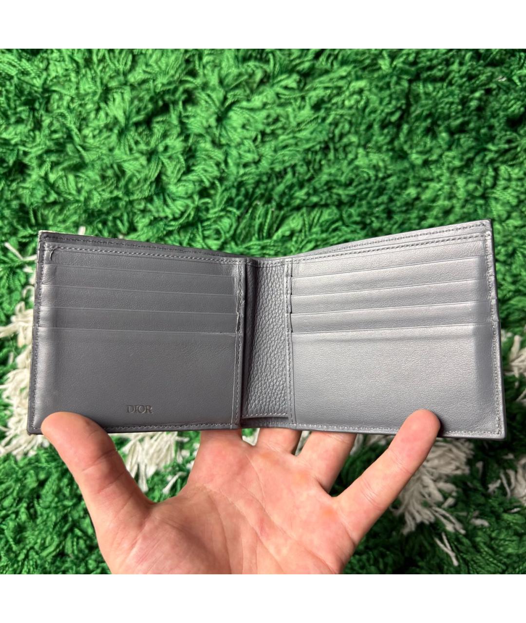 CHRISTIAN DIOR Серый кожаный кошелек, фото 3