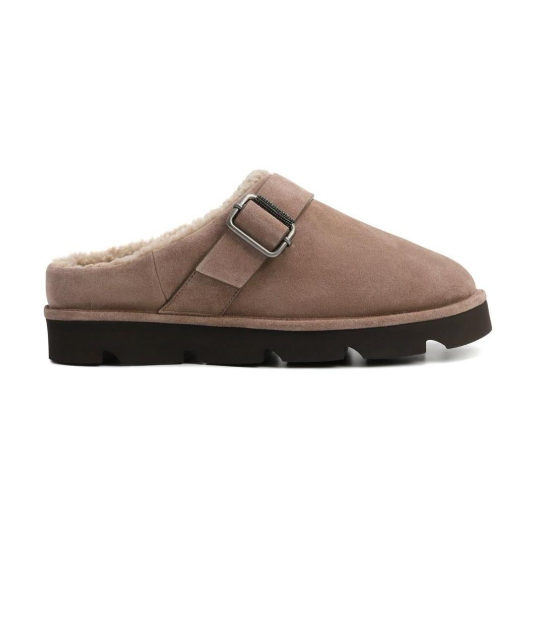 BRUNELLO CUCINELLI Бежевые замшевые сабо, фото 1