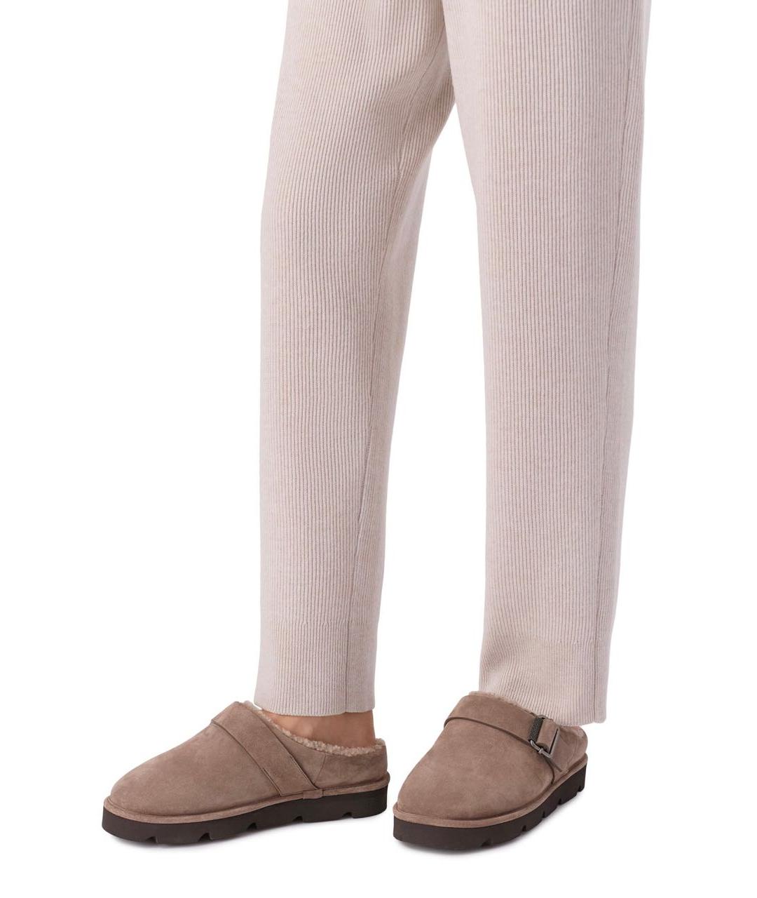 BRUNELLO CUCINELLI Бежевые замшевые сабо, фото 4