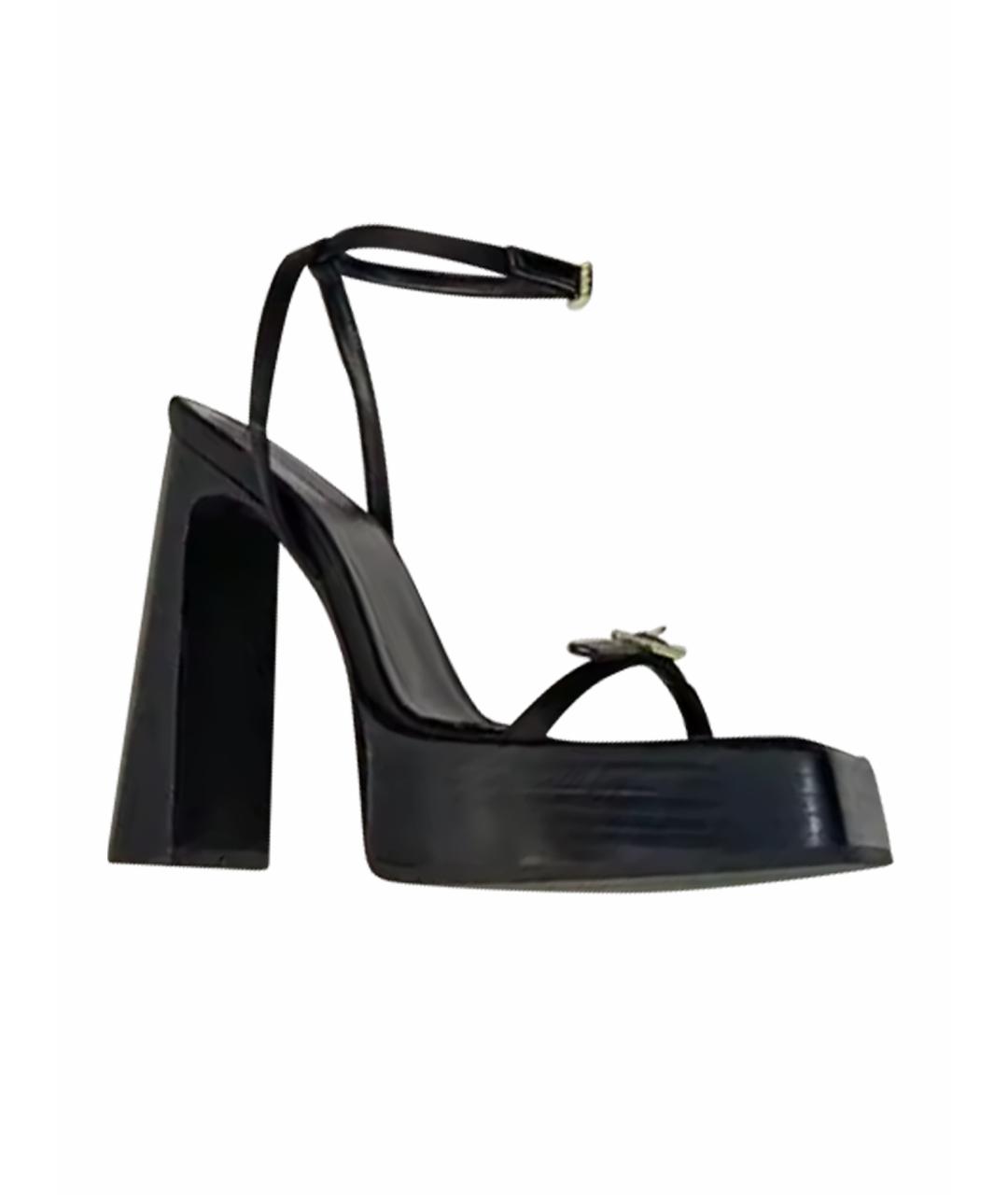 SAINT LAURENT Черные кожаные босоножки, фото 1