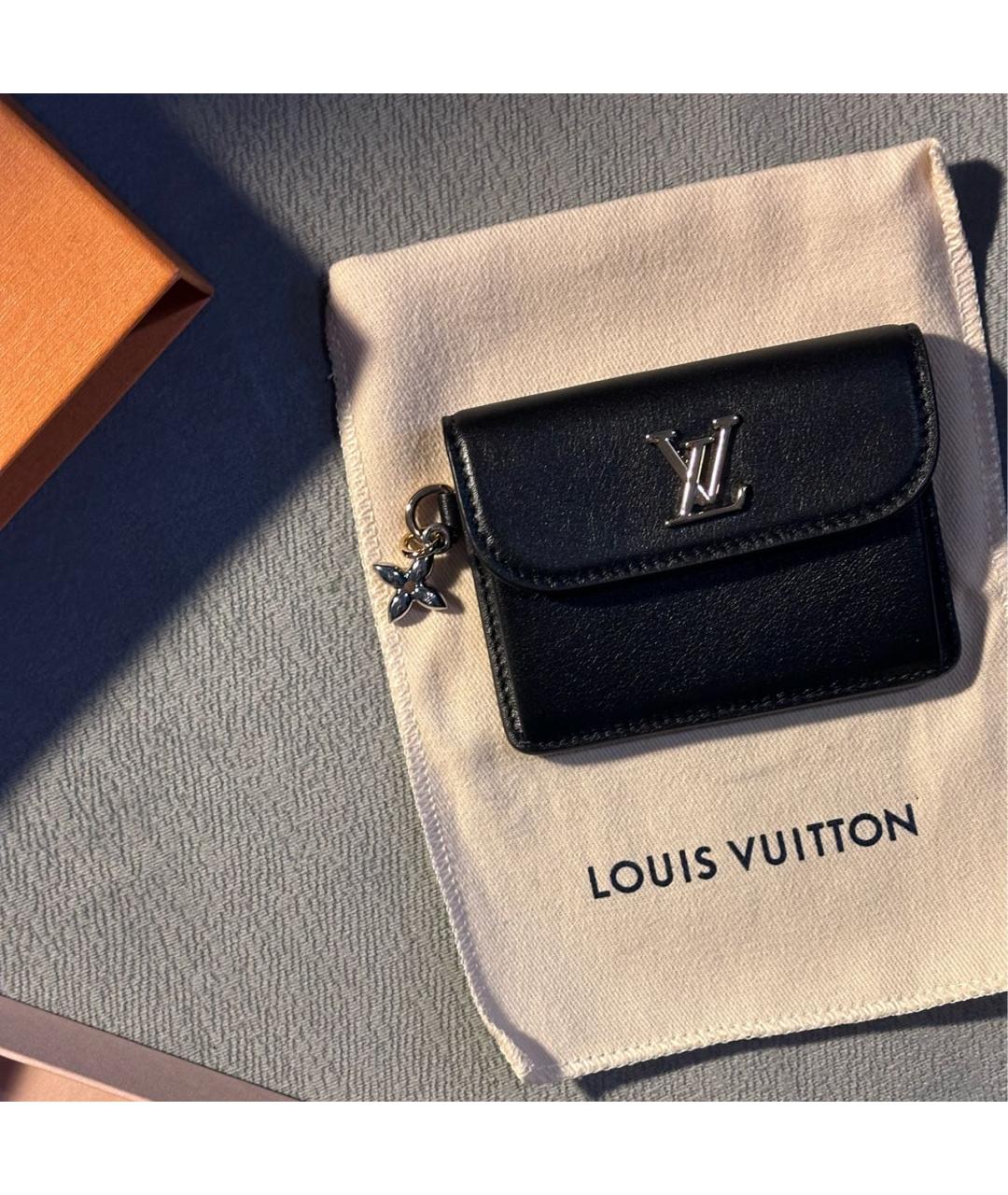 LOUIS VUITTON Черный кожаный кошелек, фото 6