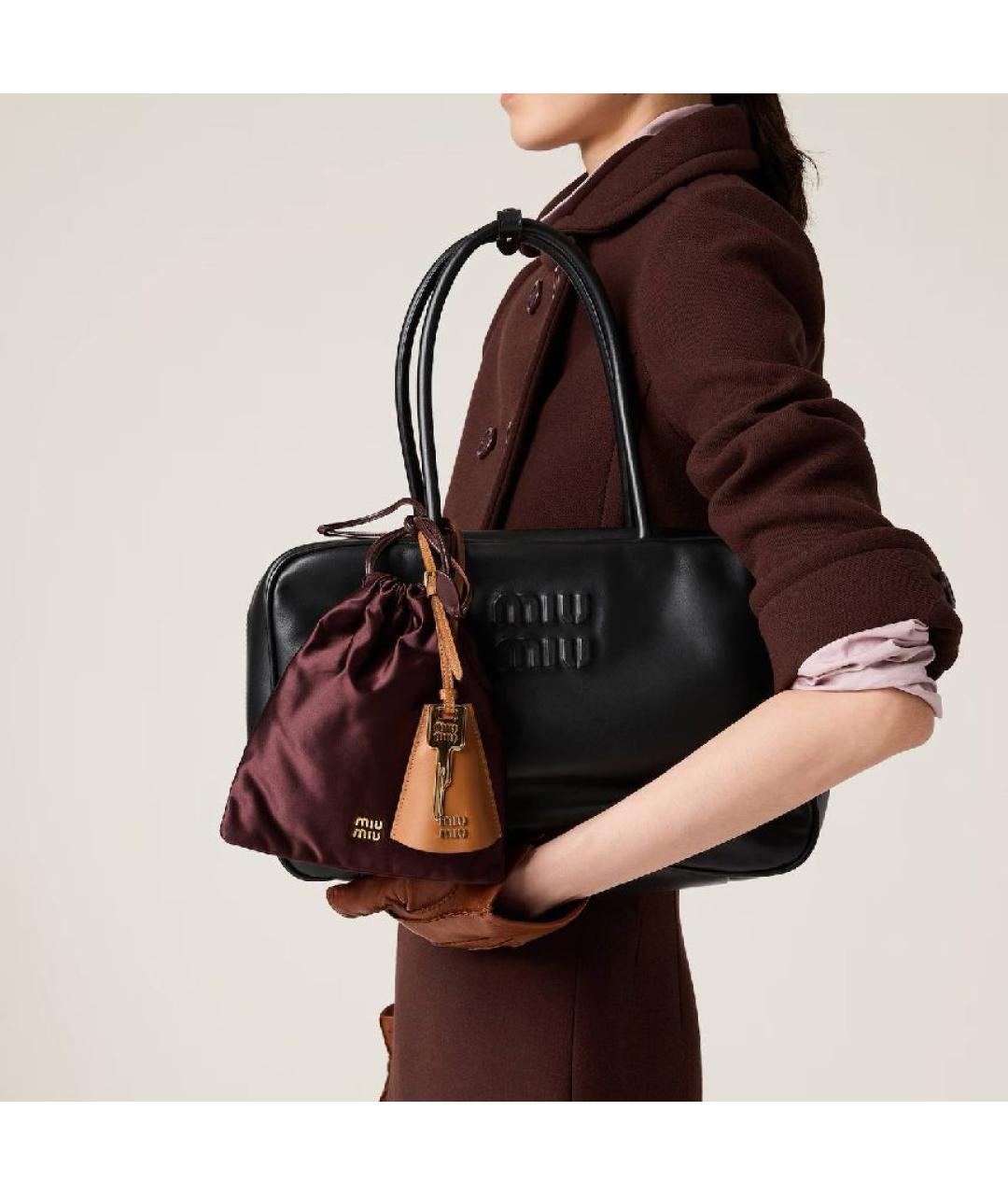 MIU MIU Черная кожаная сумка через плечо, фото 5