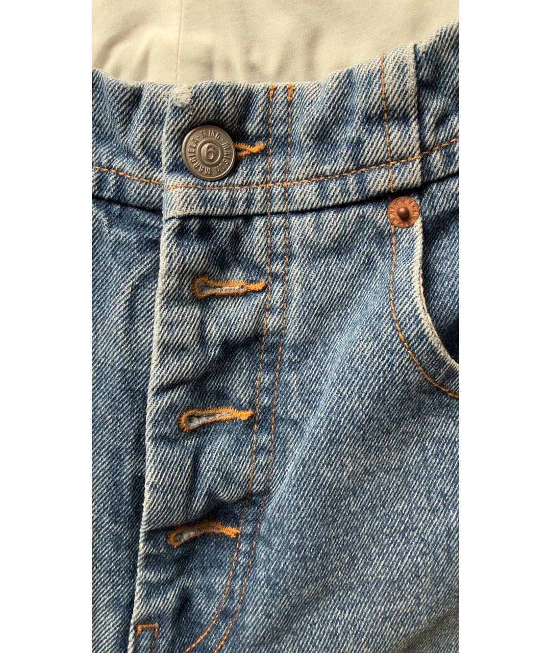 MM6 MAISON MARGIELA Голубые хлопковые прямые джинсы, фото 5