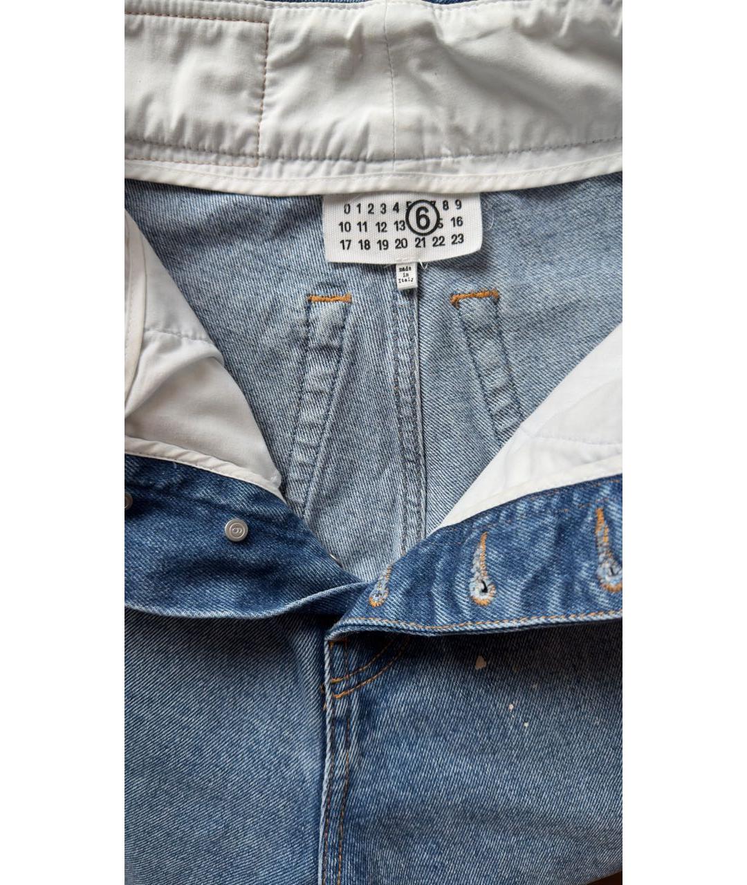 MM6 MAISON MARGIELA Голубые хлопковые прямые джинсы, фото 3