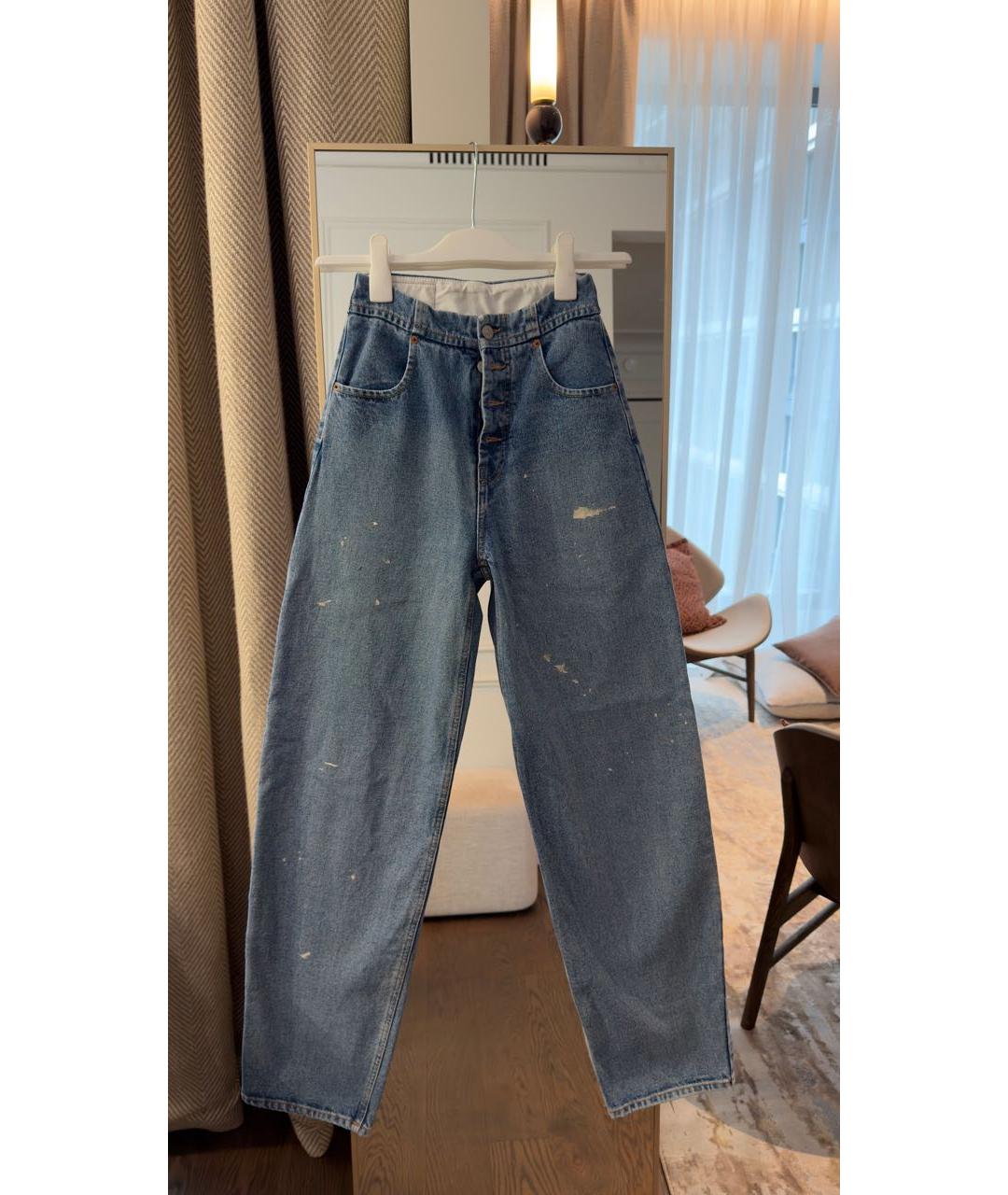 MM6 MAISON MARGIELA Голубые хлопковые прямые джинсы, фото 7