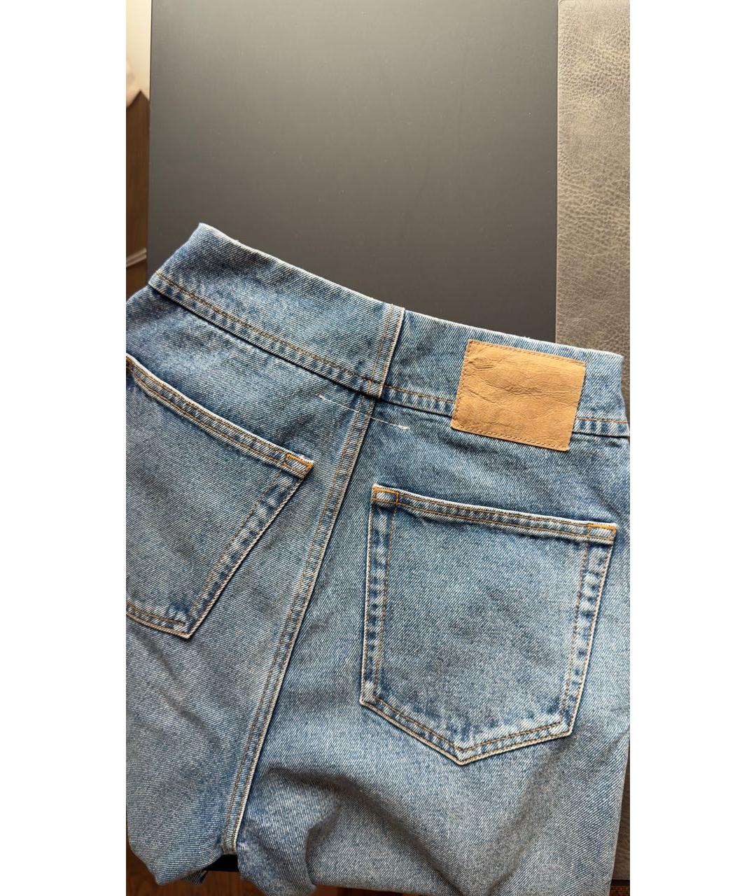 MM6 MAISON MARGIELA Голубые хлопковые прямые джинсы, фото 6