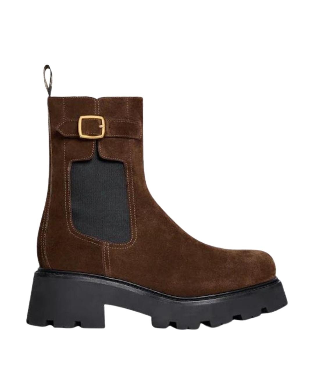 CELINE Коричневые кожаные ботинки, фото 1