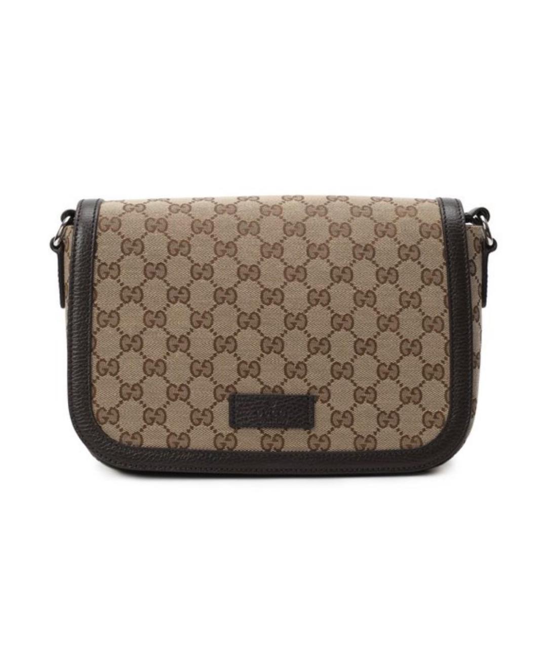 GUCCI Коричневая жаккардовая сумка на плечо, фото 1