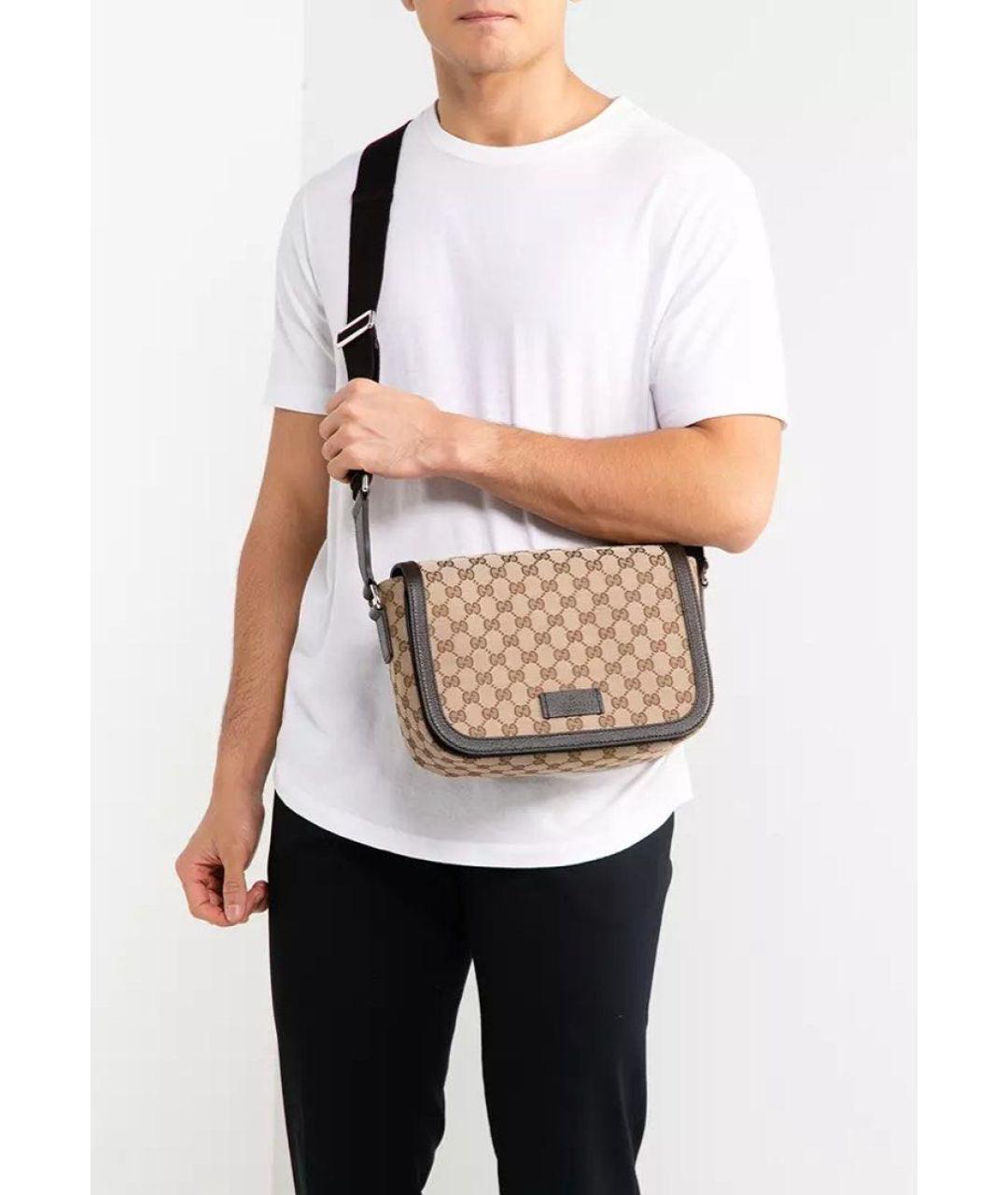 GUCCI Коричневая жаккардовая сумка на плечо, фото 7