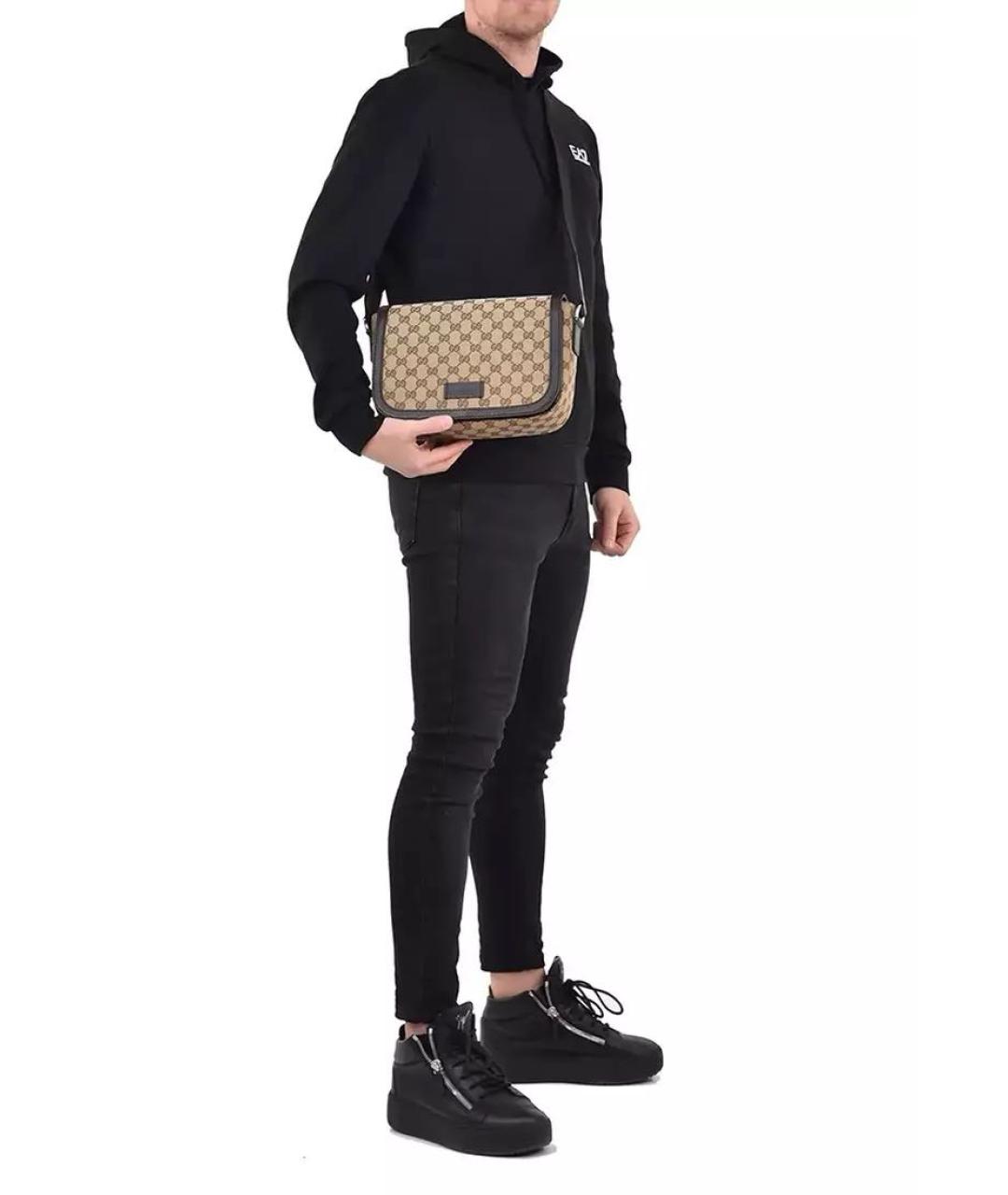 GUCCI Коричневая жаккардовая сумка на плечо, фото 8