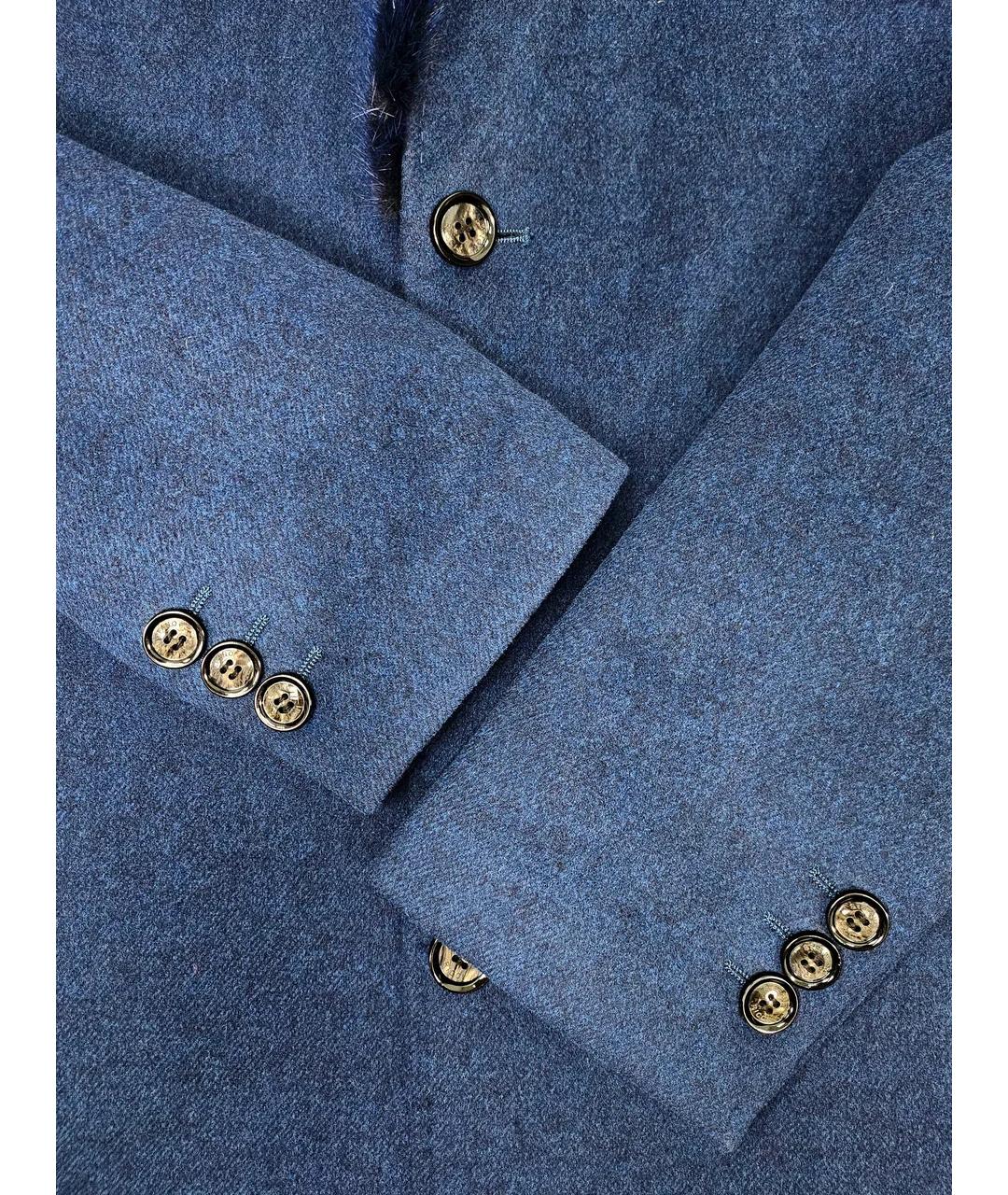 STEFANO RICCI Синее шерстяное пальто, фото 4