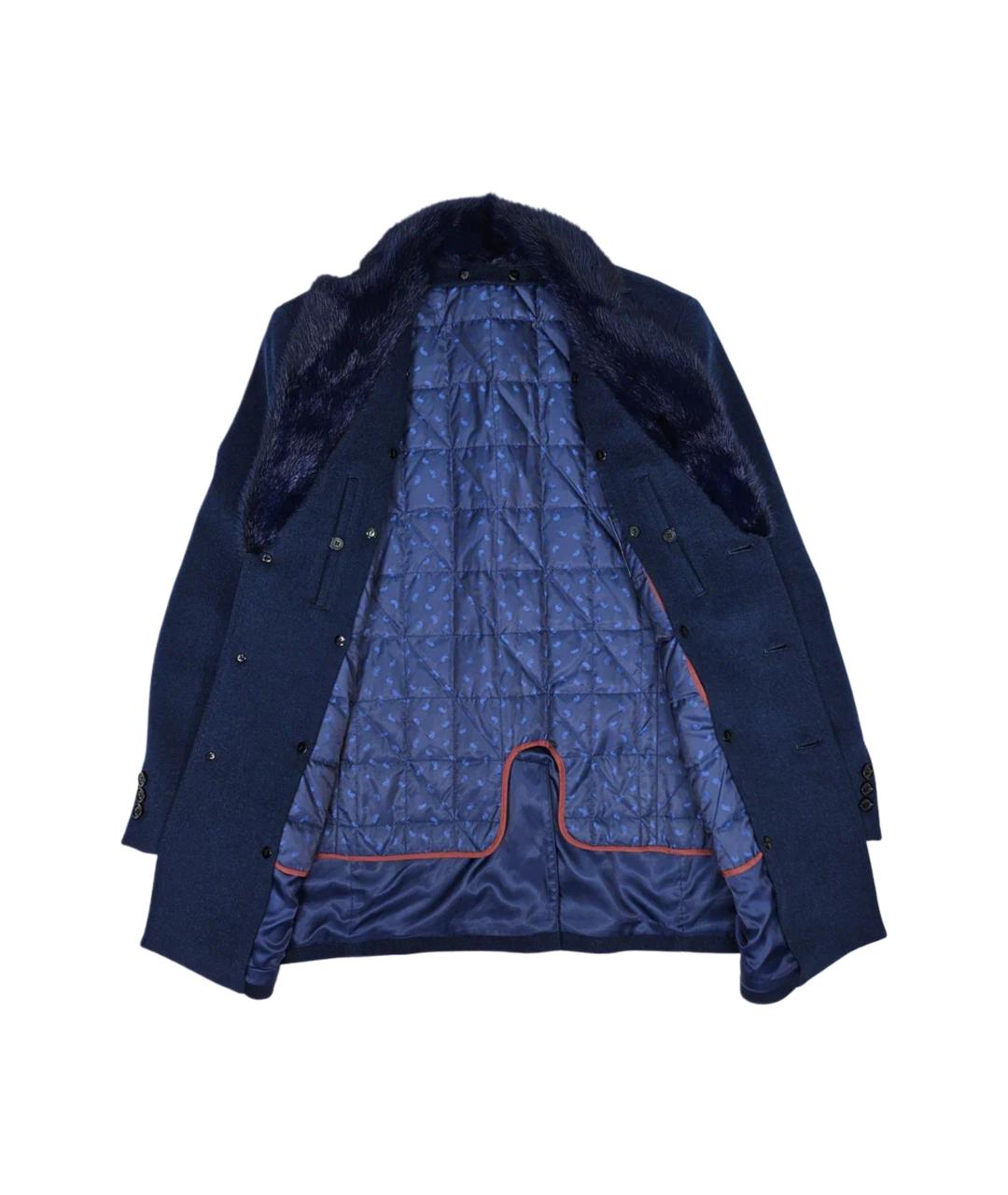 STEFANO RICCI Синее шерстяное пальто, фото 2