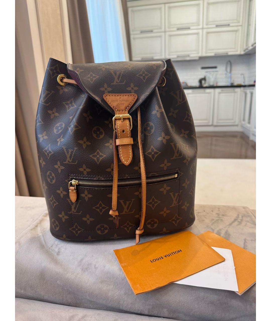 LOUIS VUITTON Коричневый кожаный рюкзак, фото 6