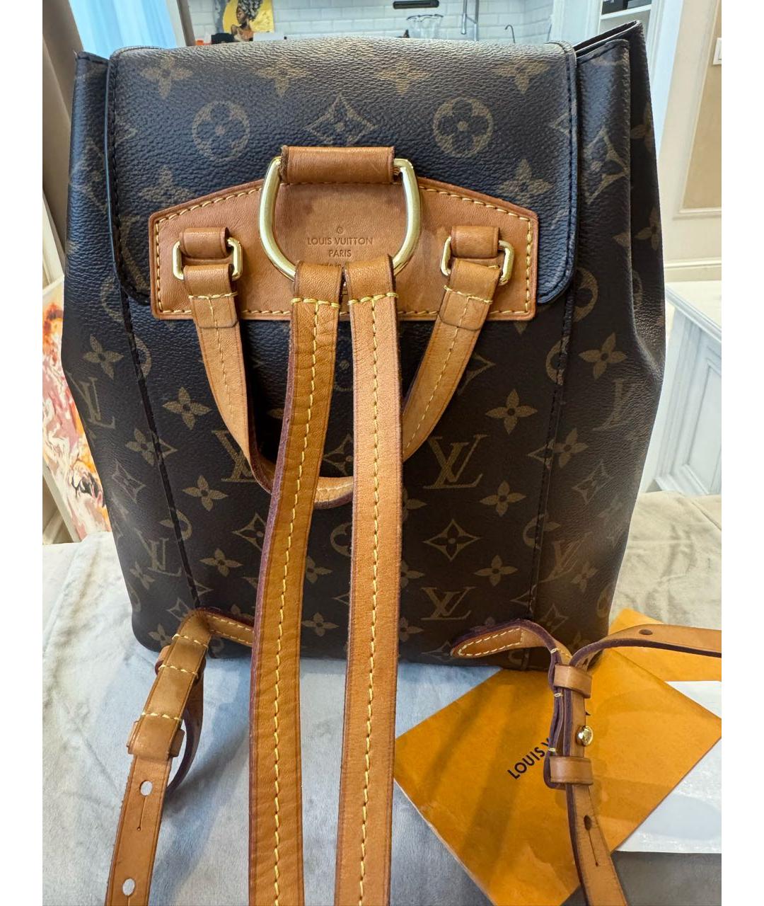 LOUIS VUITTON Коричневый кожаный рюкзак, фото 3