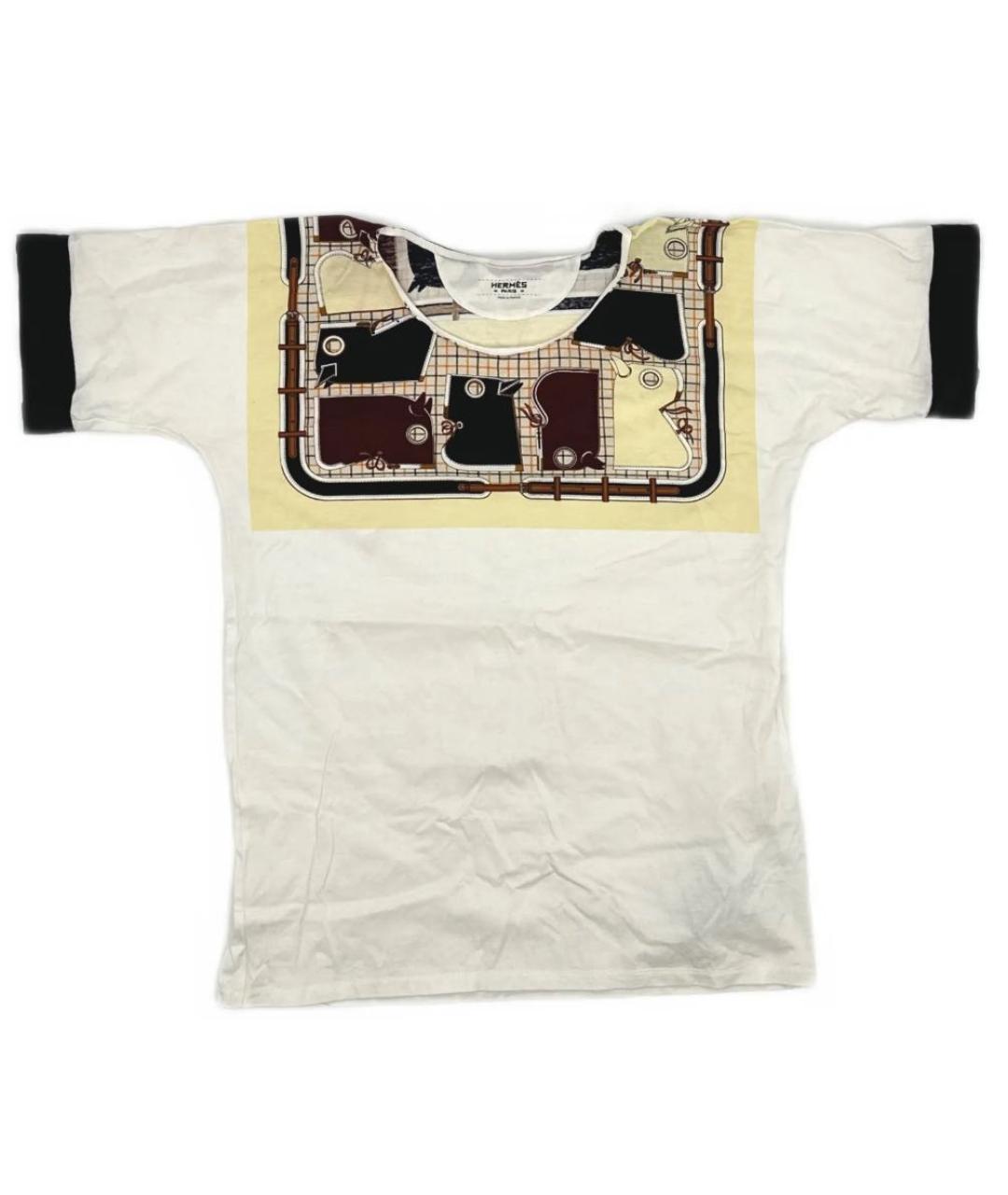 HERMES Бежевая хлопковая футболка, фото 4