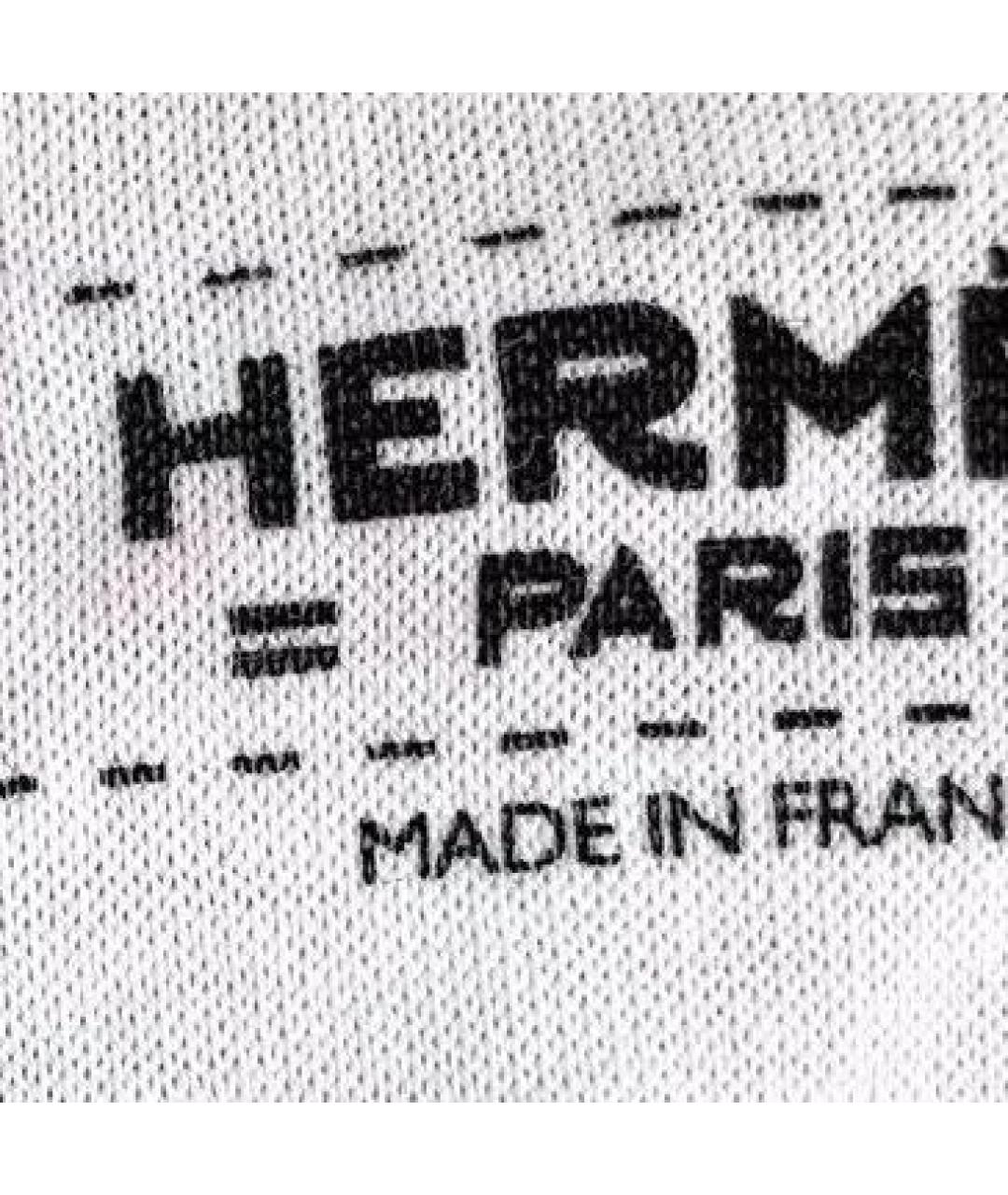 HERMES Бежевая хлопковая футболка, фото 7