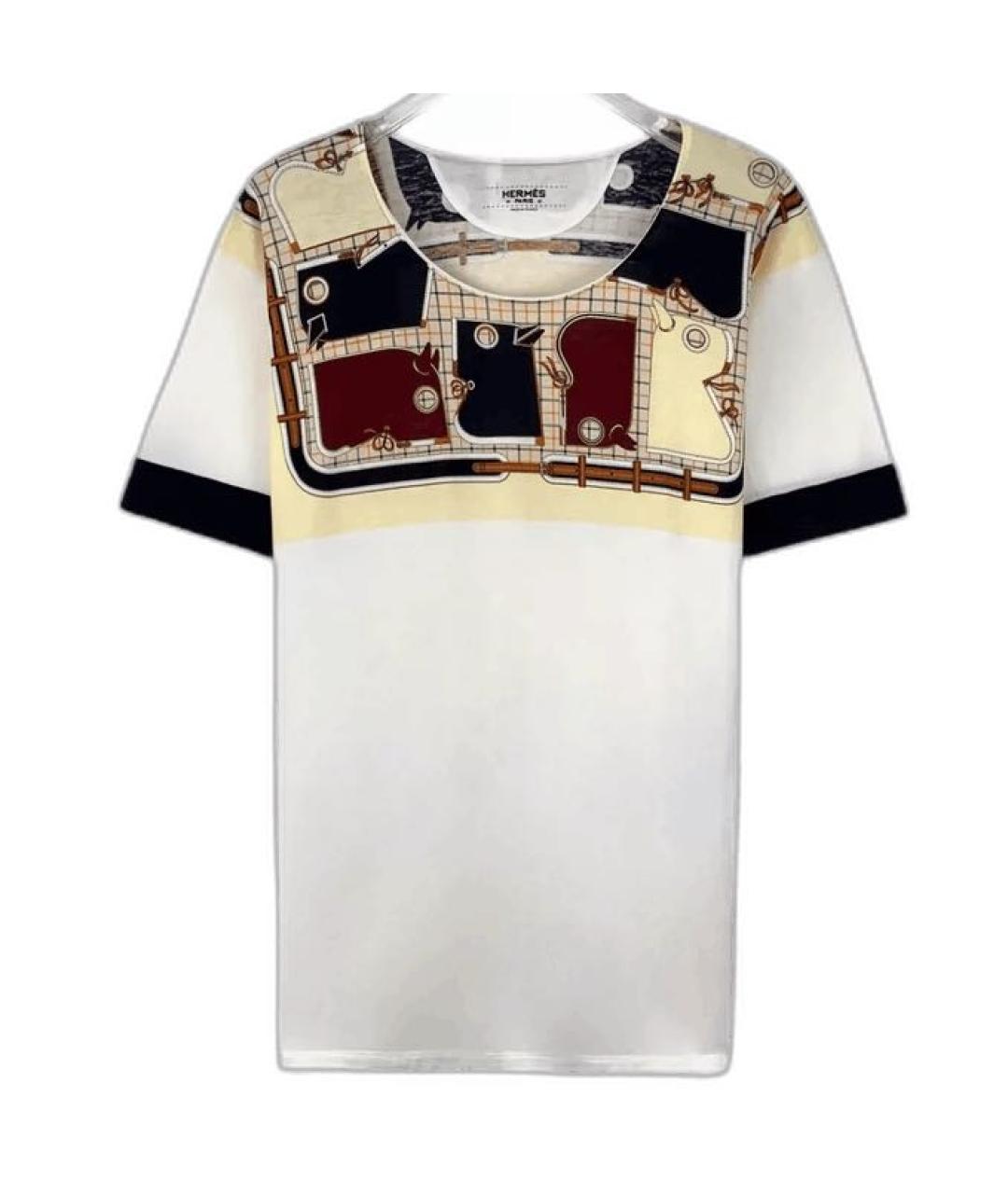 HERMES Бежевая хлопковая футболка, фото 8