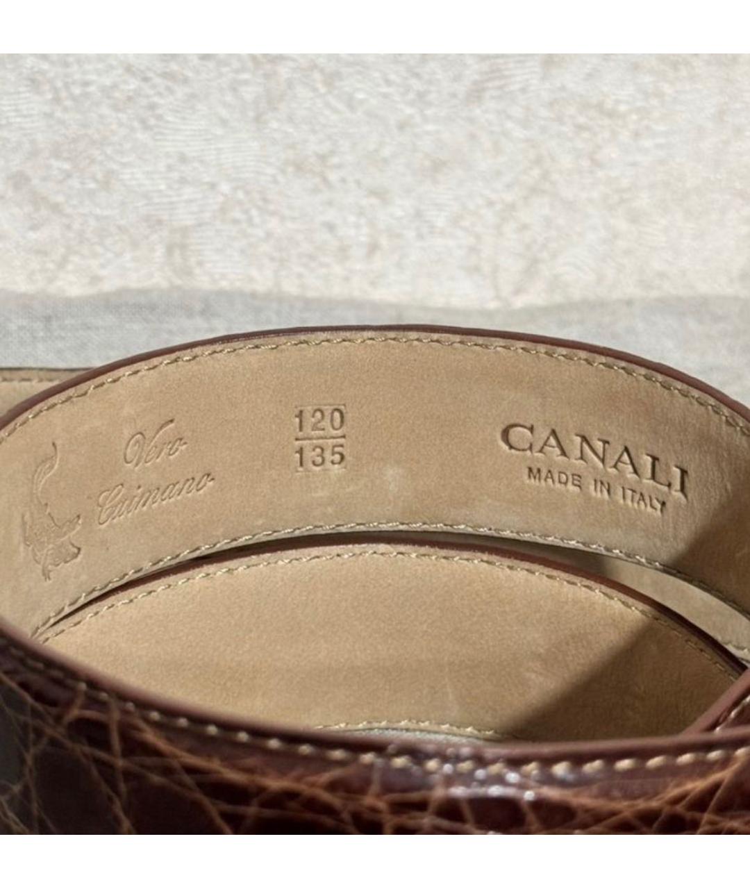 CANALI Коричневый кожаный ремень, фото 4