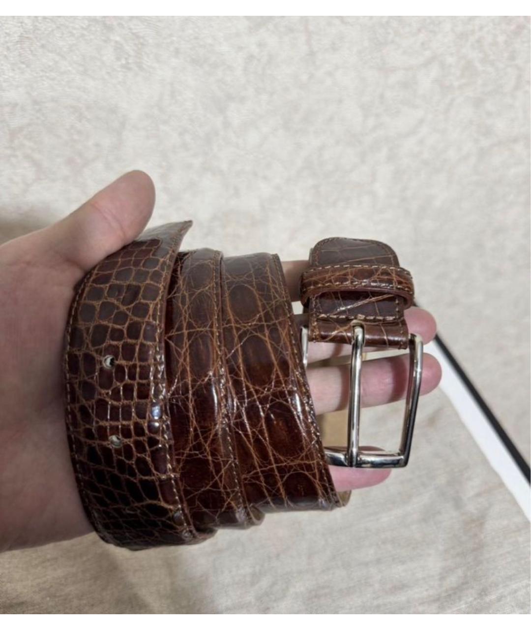 CANALI Коричневый кожаный ремень, фото 5