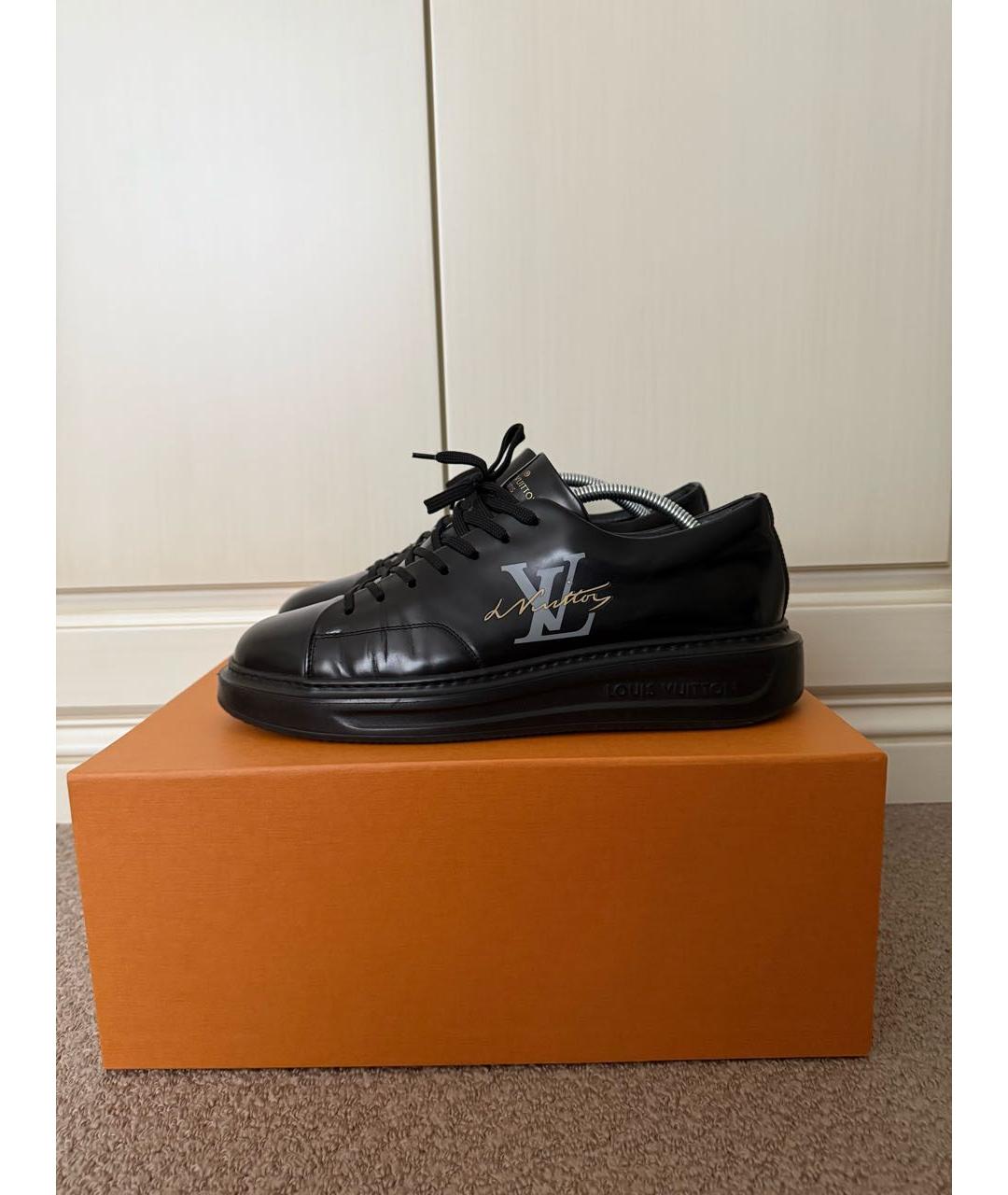 LOUIS VUITTON Черные кожаные низкие кроссовки / кеды, фото 7