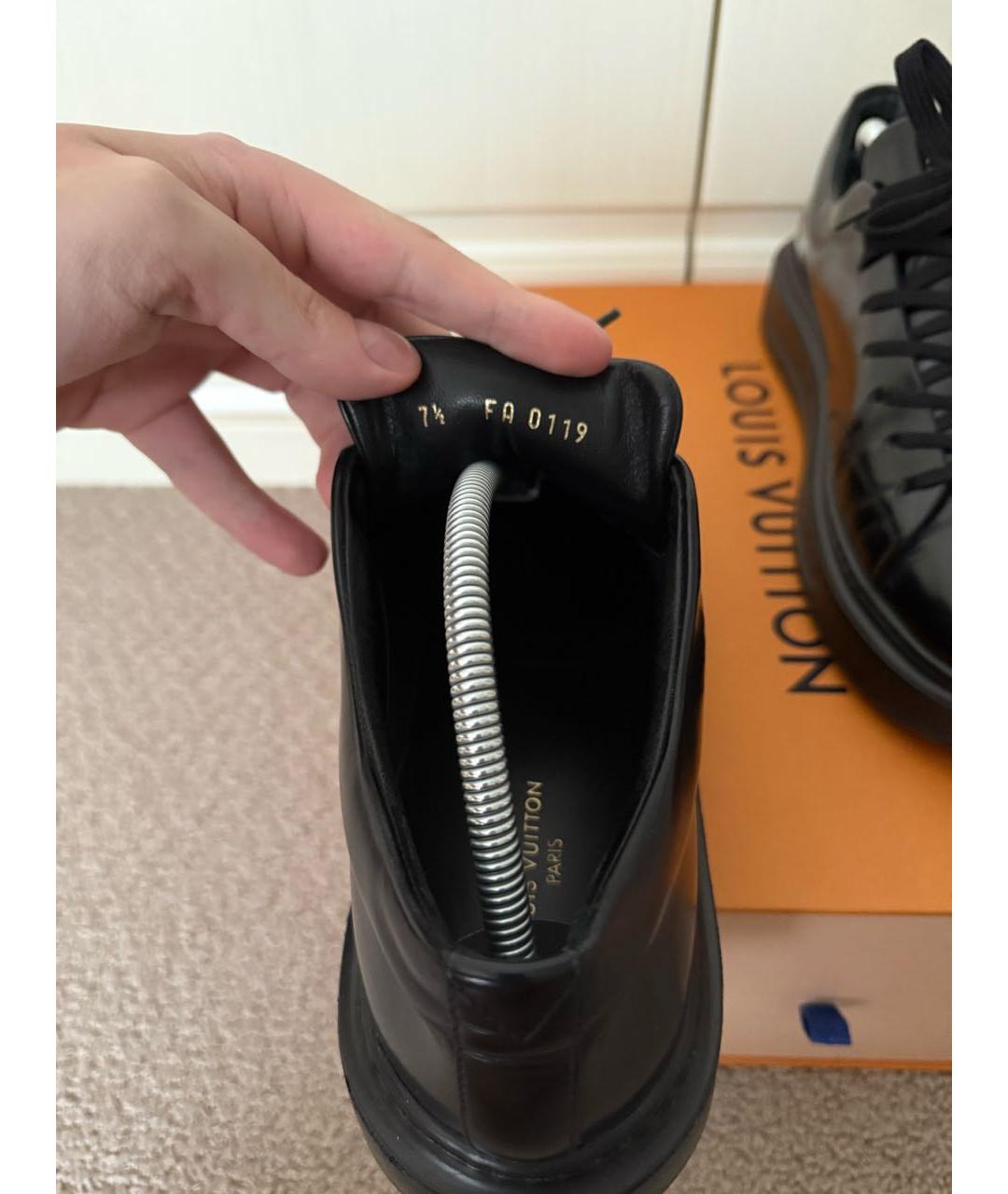 LOUIS VUITTON Черные кожаные низкие кроссовки / кеды, фото 6