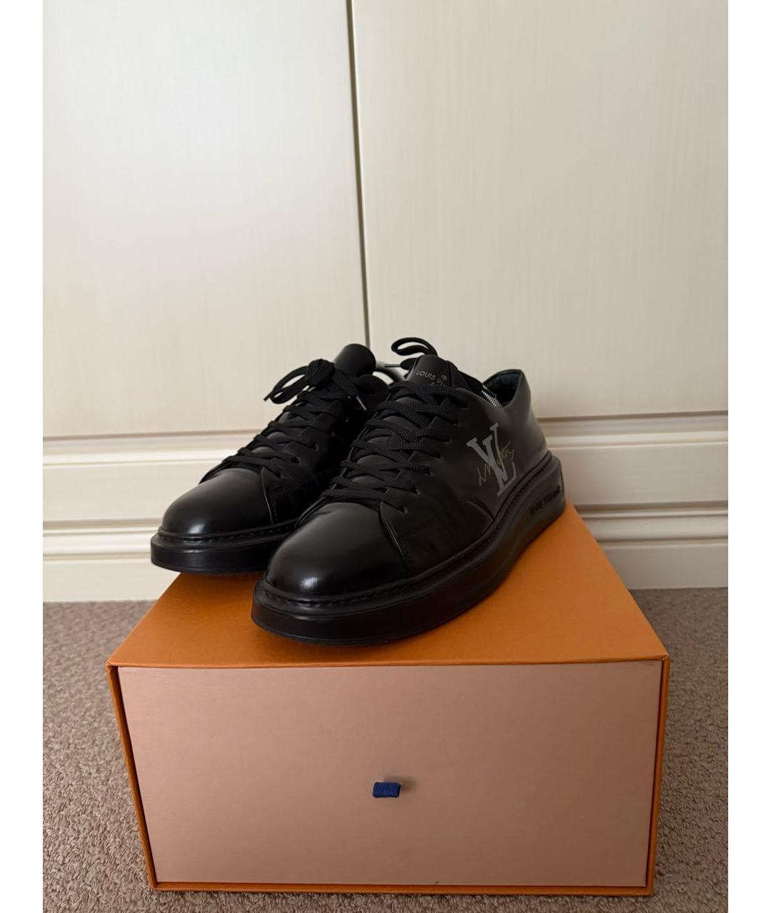 LOUIS VUITTON Черные кожаные низкие кроссовки / кеды, фото 2