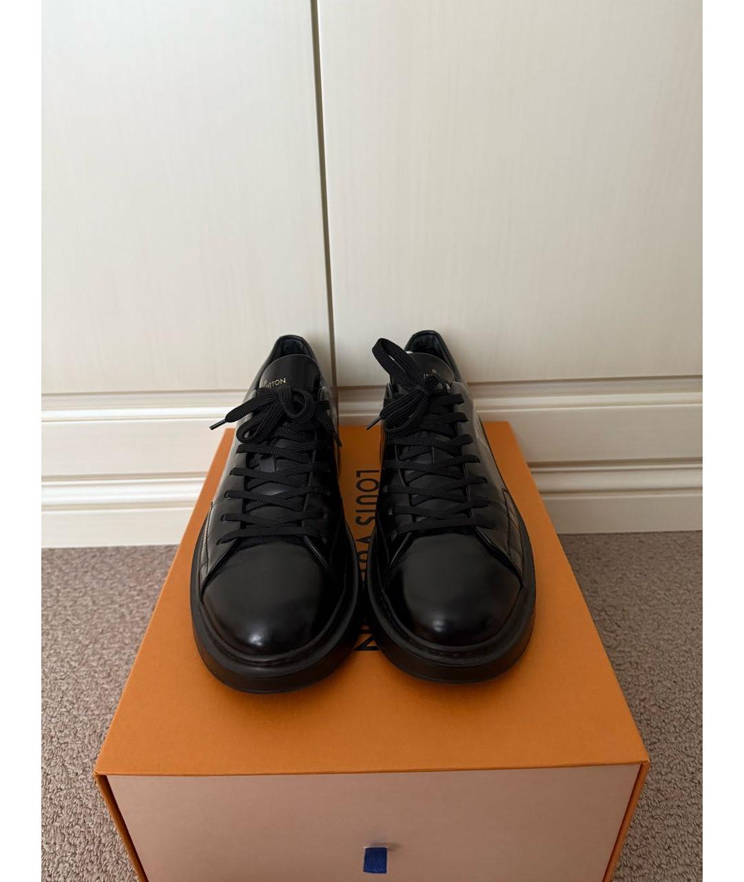 LOUIS VUITTON Черные кожаные низкие кроссовки / кеды, фото 3