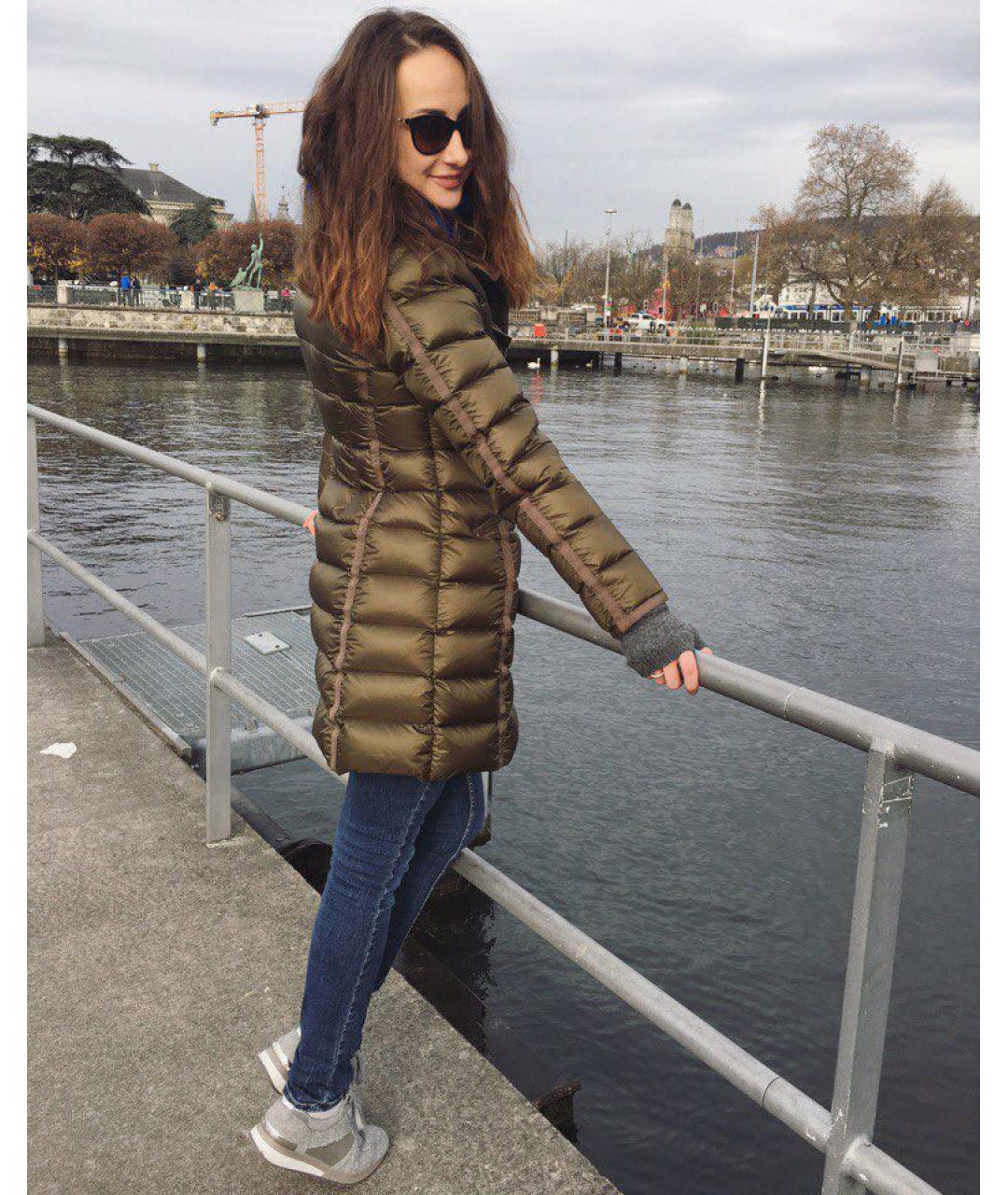 MONCLER Хаки полиамидовый пуховик, фото 6