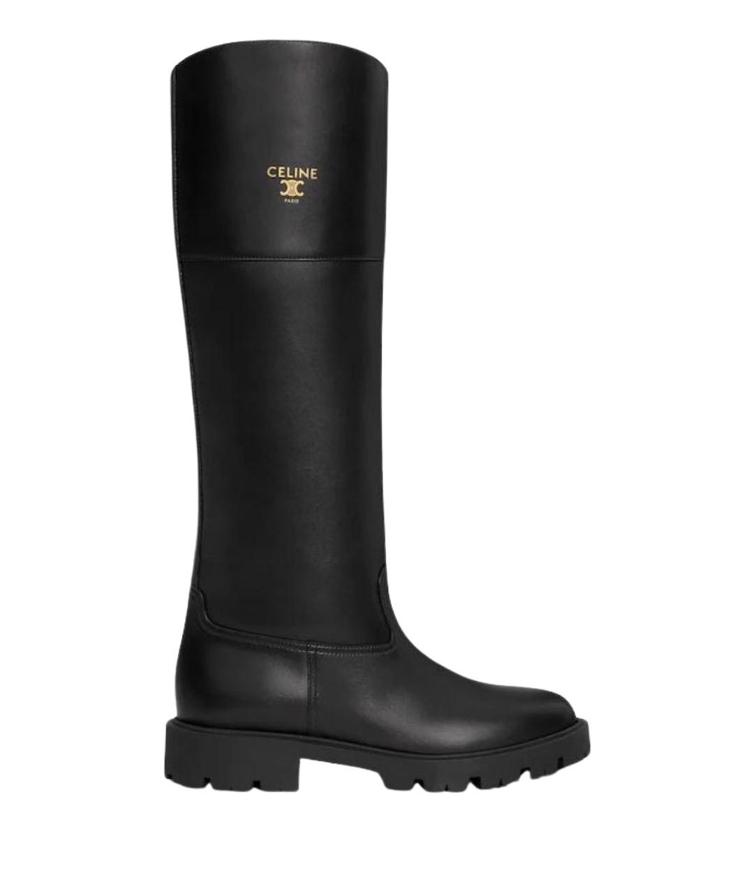 CELINE Черные кожаные сапоги, фото 1