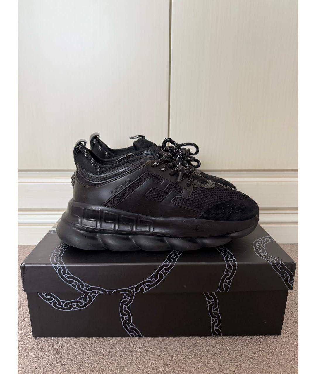 VERSACE Черные текстильные низкие кроссовки / кеды, фото 9