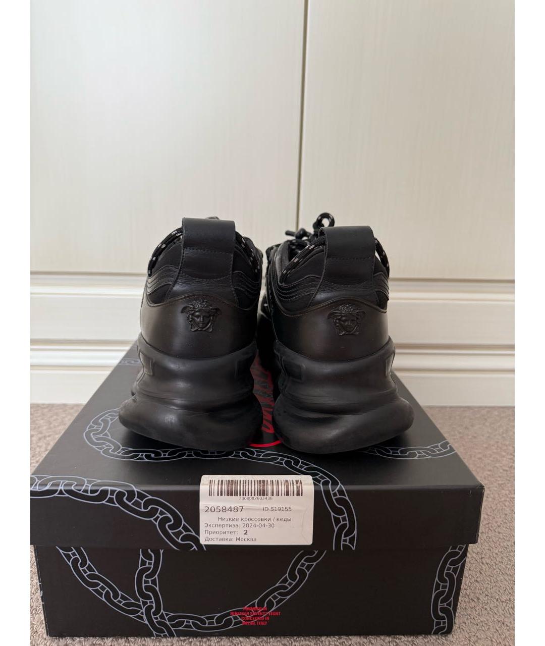 VERSACE Черные текстильные низкие кроссовки / кеды, фото 4
