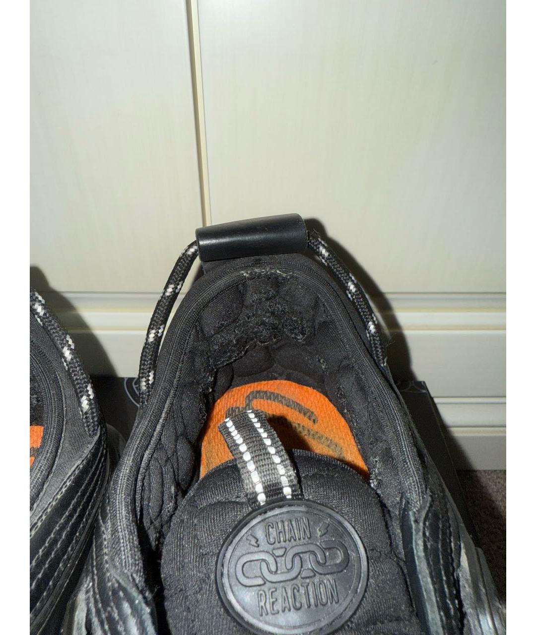 VERSACE Черные текстильные низкие кроссовки / кеды, фото 8