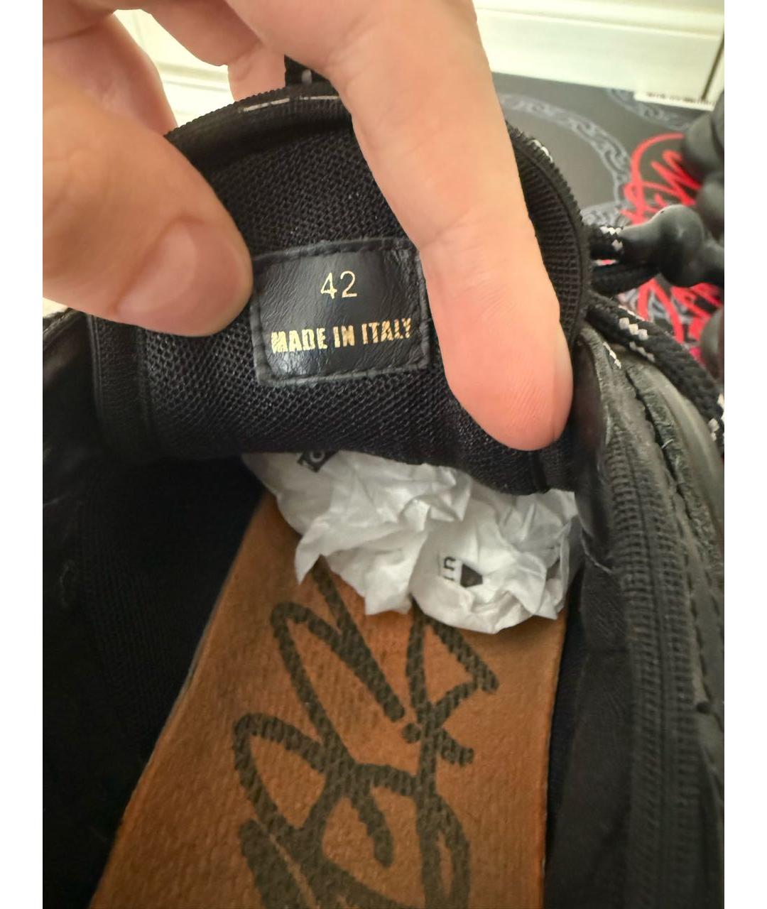 VERSACE Черные текстильные низкие кроссовки / кеды, фото 6