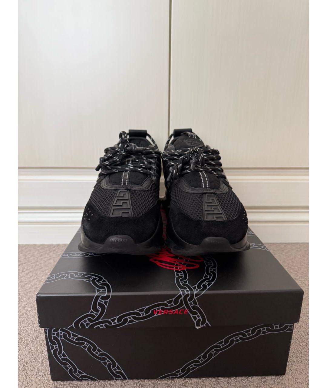VERSACE Черные текстильные низкие кроссовки / кеды, фото 3