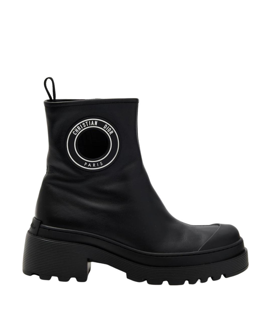 CHRISTIAN DIOR Черные кожаные ботинки, фото 1