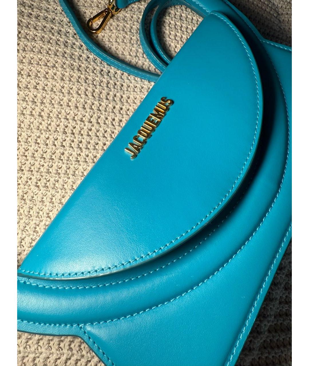 JACQUEMUS Бирюзовая кожаная сумка с короткими ручками, фото 2