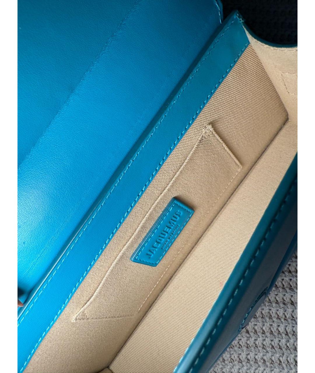 JACQUEMUS Бирюзовая кожаная сумка с короткими ручками, фото 5