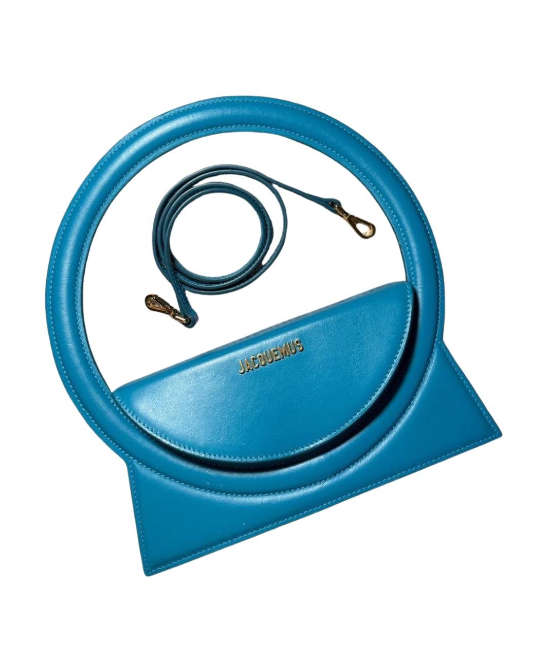 JACQUEMUS Бирюзовая кожаная сумка с короткими ручками, фото 1