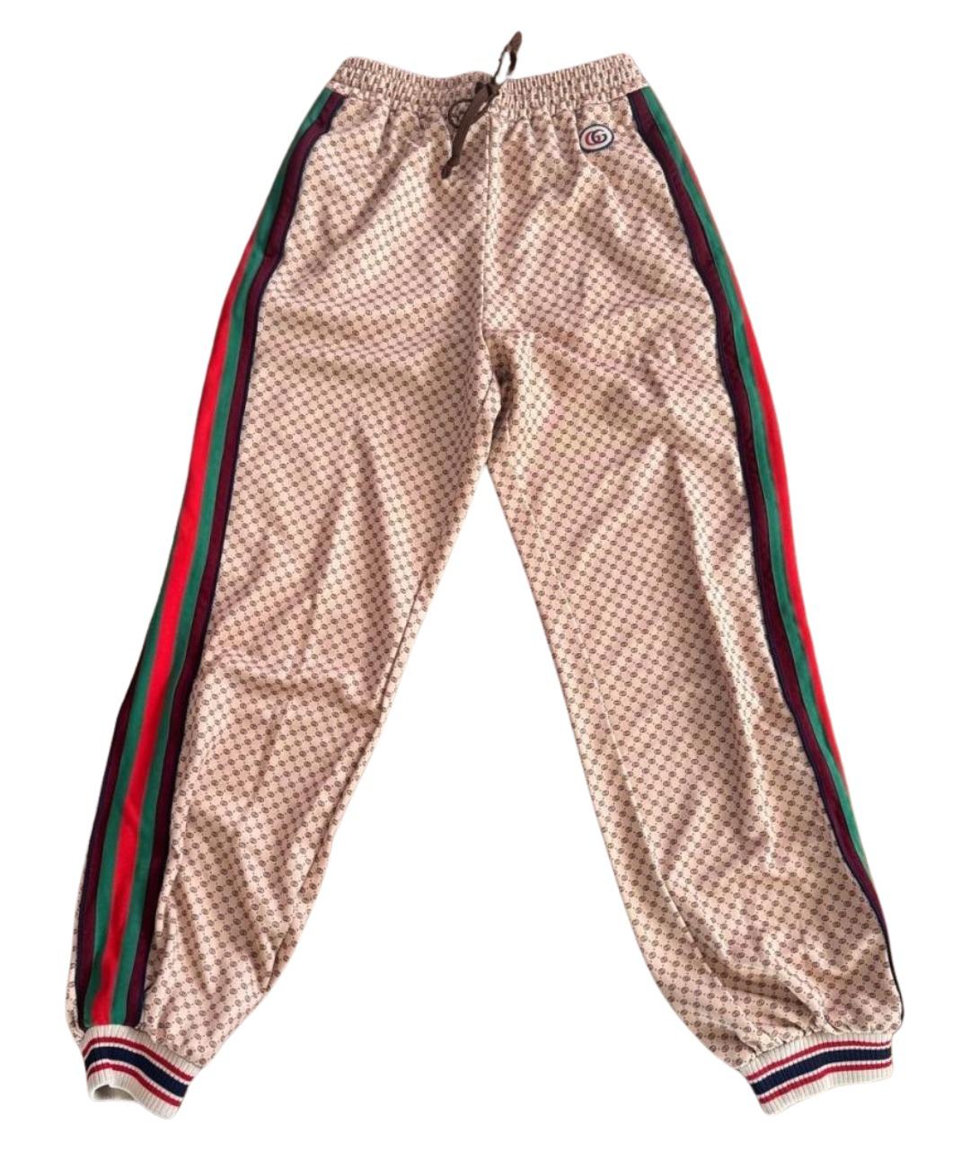 GUCCI Бежевые полиамидовые спортивные брюки и шорты, фото 1