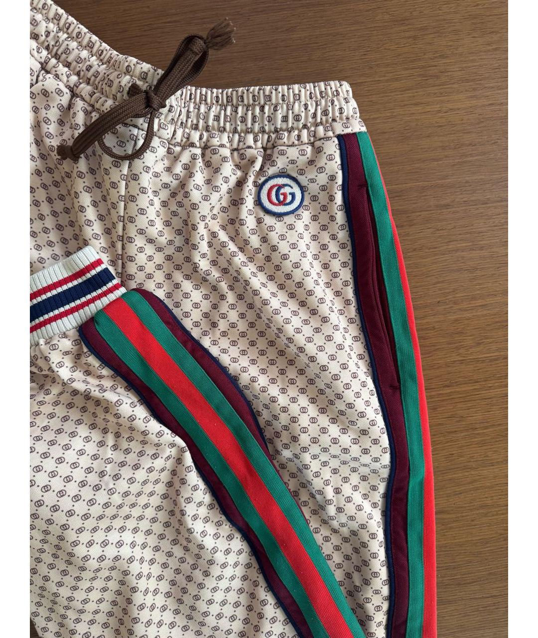 GUCCI Бежевые полиамидовые спортивные брюки и шорты, фото 4