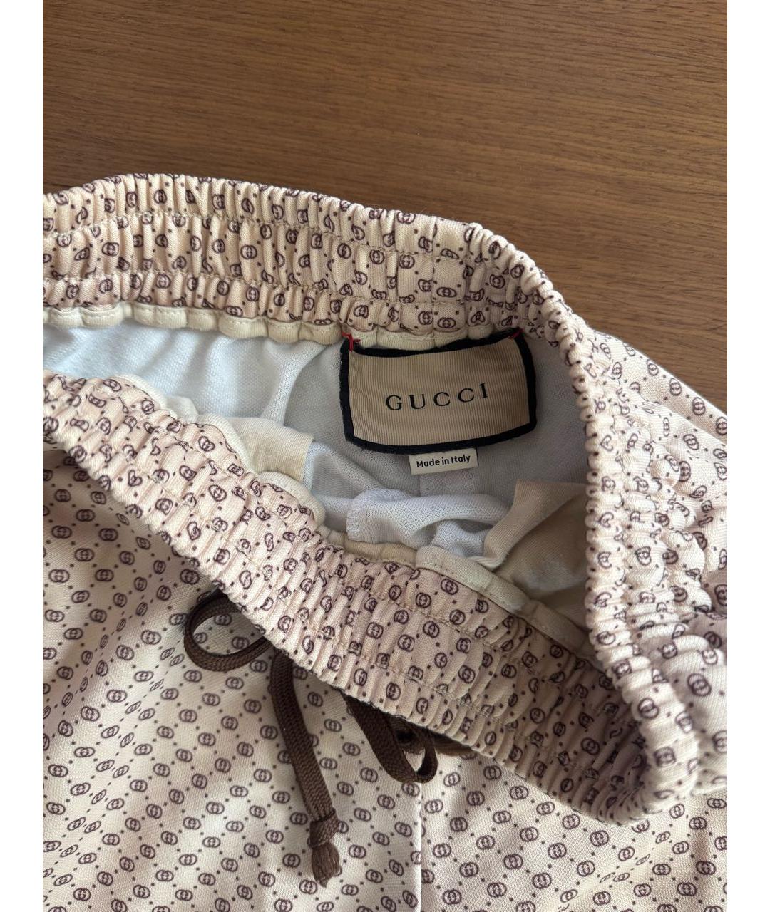GUCCI Бежевые полиамидовые спортивные брюки и шорты, фото 3