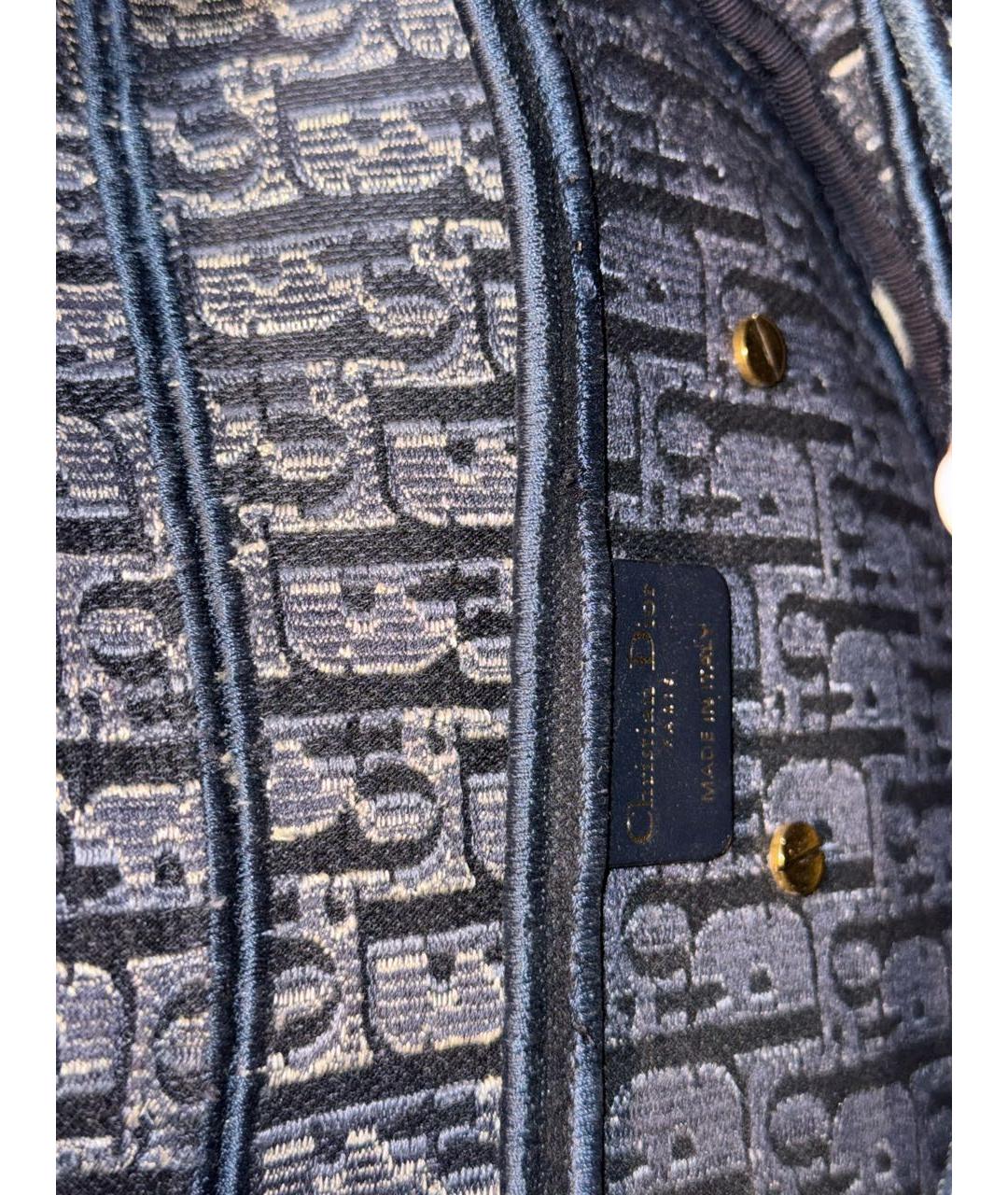 CHRISTIAN DIOR Темно-синяя тканевая сумка с короткими ручками, фото 6